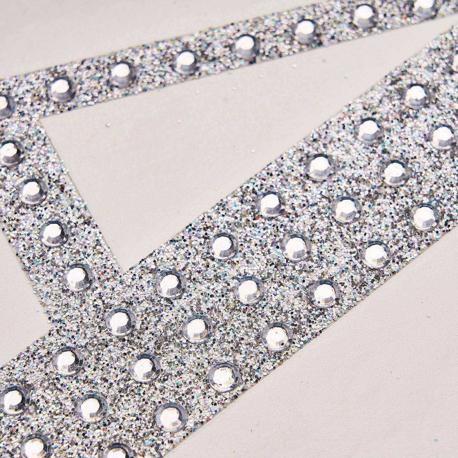 Decorative Rhinestone Alphabet "S" Letter Stickers 4", Silver Glitter Adhesive Craft Letters - DIY Sparkle Embellishments - Image 8
