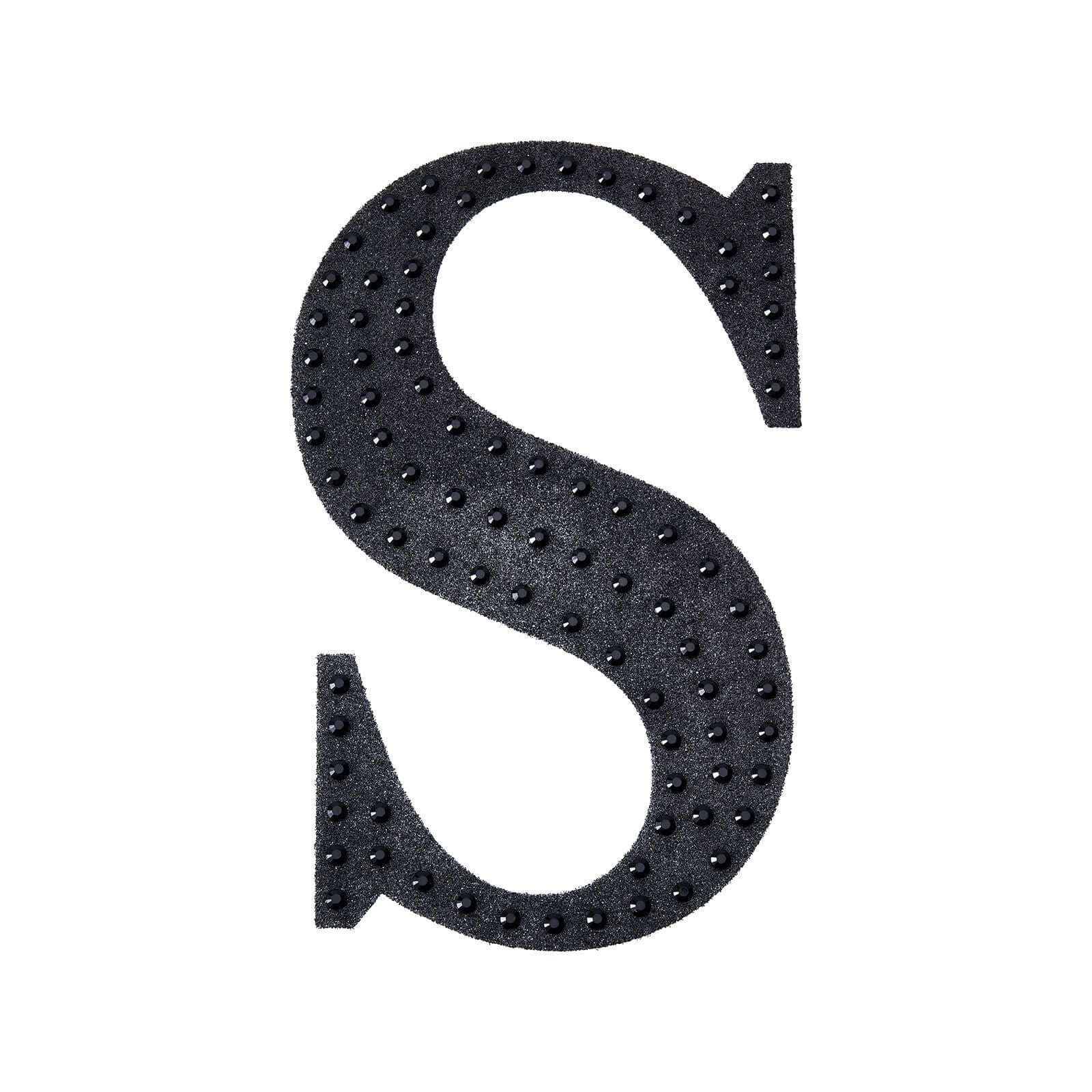 Decorative Rhinestone Alphabet "S" Letter Stickers 6", Black Glitter Adhesive Craft Letters - DIY Sparkle Embellishments - Image 6