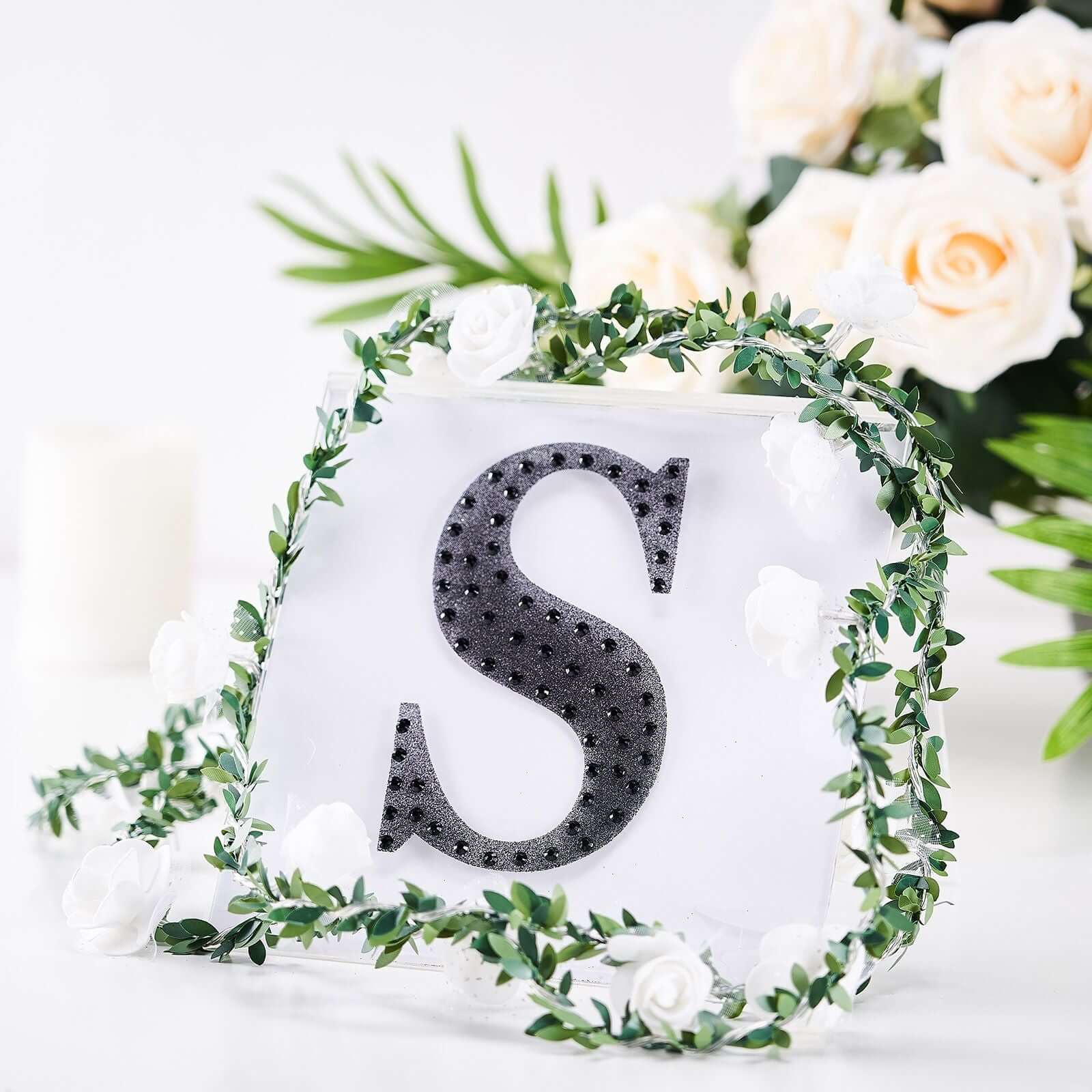Decorative Rhinestone Alphabet "S" Letter Stickers 6", Black Glitter Adhesive Craft Letters - DIY Sparkle Embellishments - Image 7