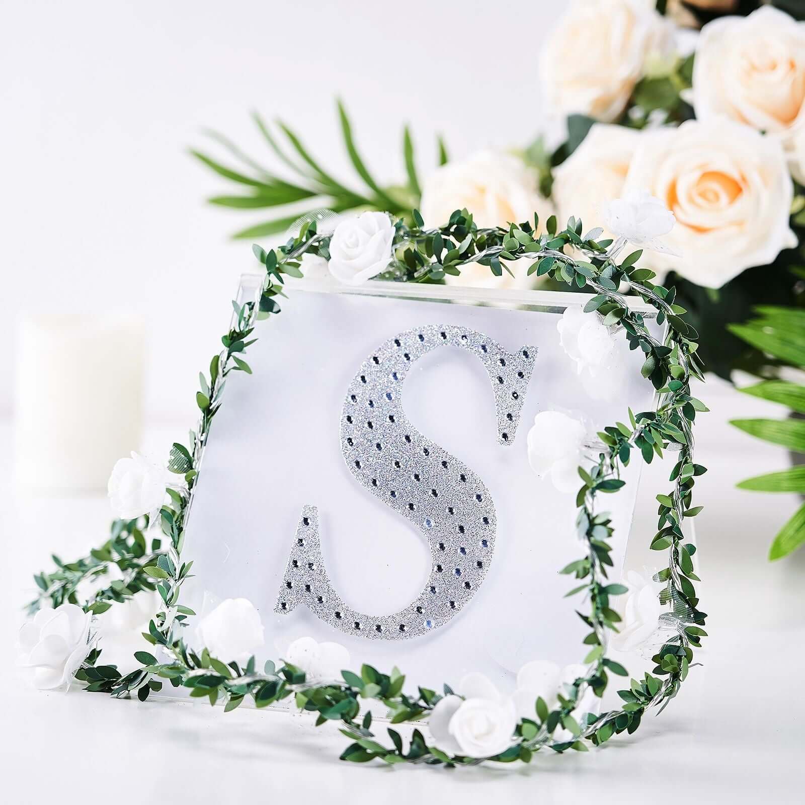 Decorative Rhinestone Alphabet "S" Letter Stickers 6", Silver Glitter Adhesive Craft Letters - DIY Sparkle Embellishments - Image 2