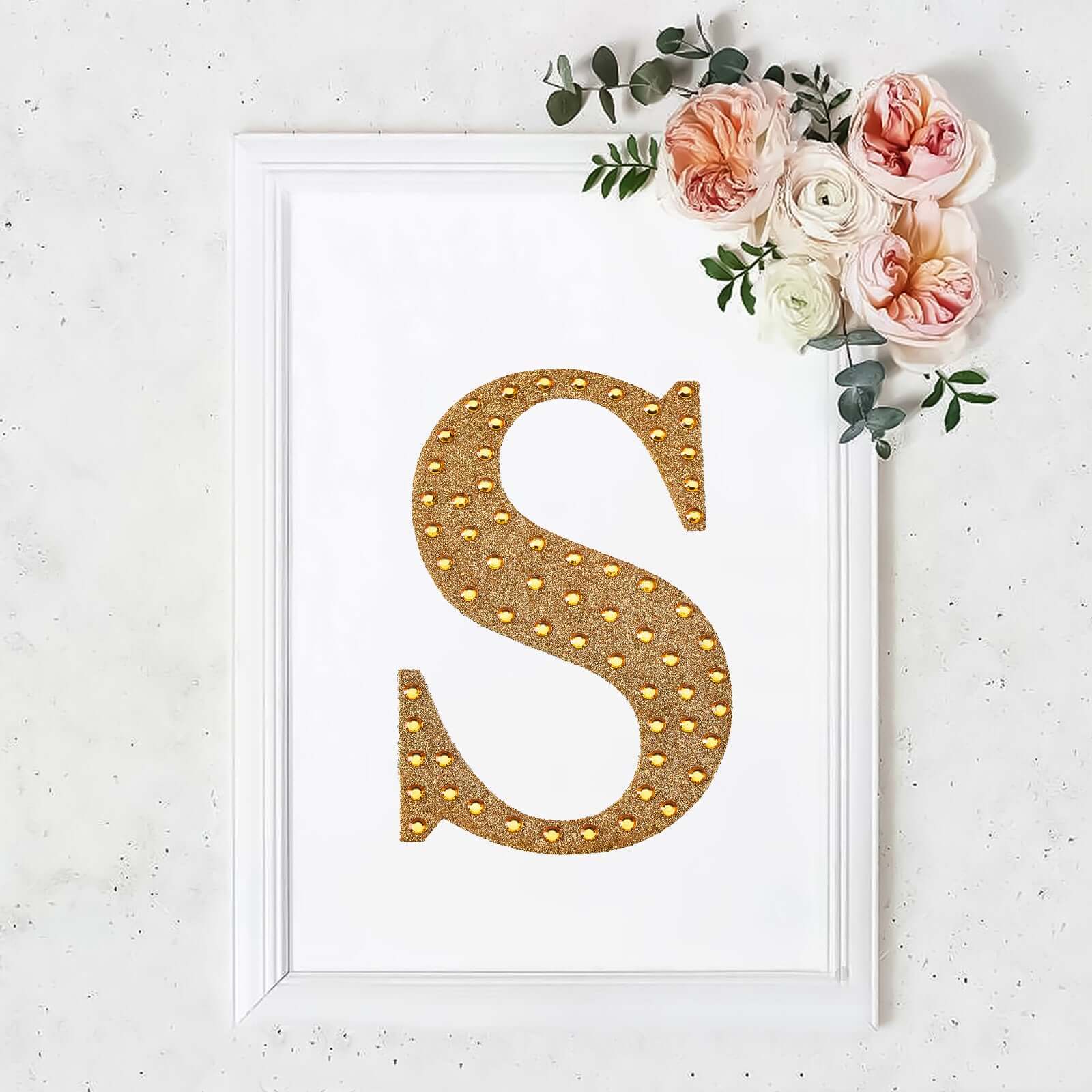 Decorative Rhinestone Alphabet "S" Letter Stickers 8", Gold Glitter Adhesive Craft Letters - DIY Sparkle Embellishments - Image 10