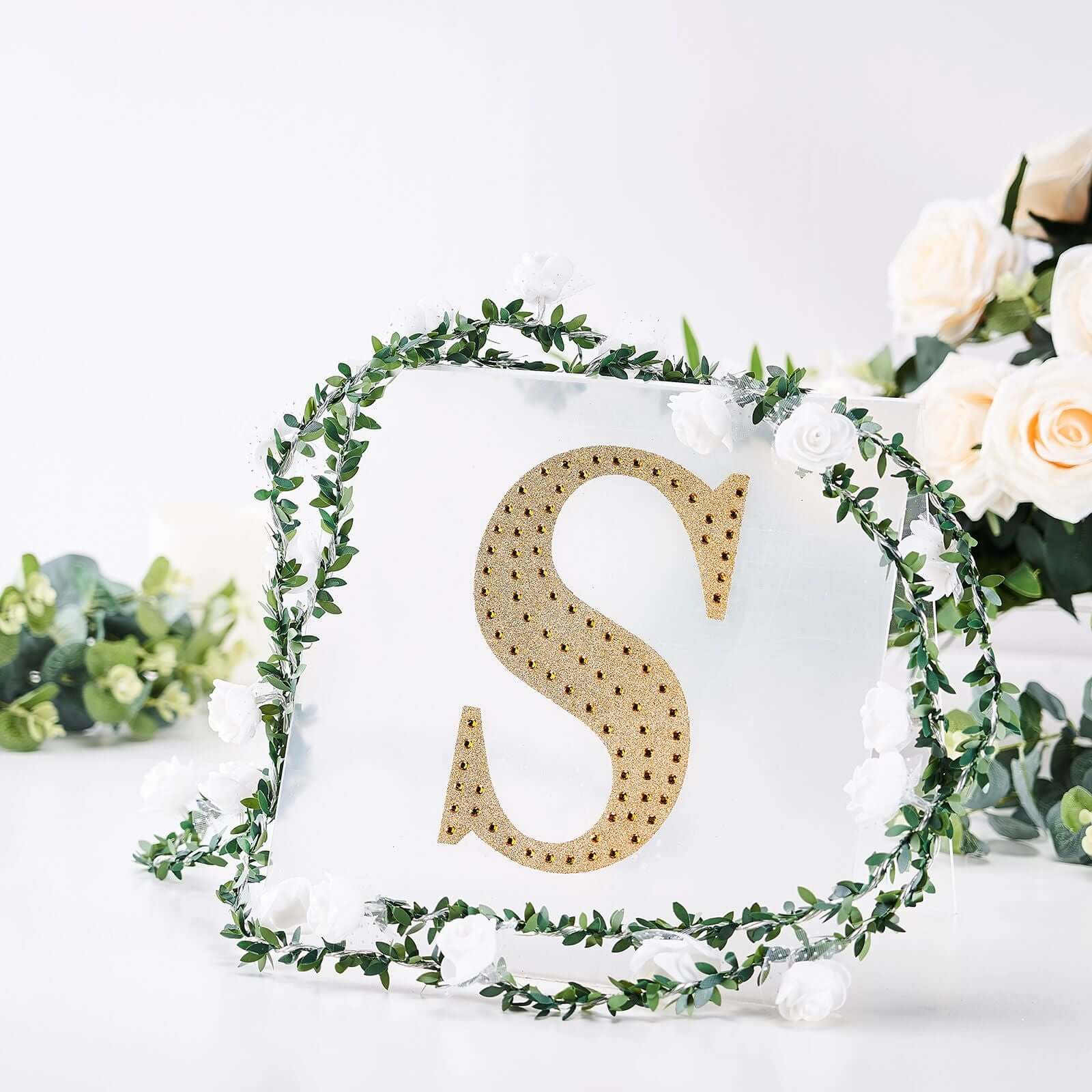 Decorative Rhinestone Alphabet "S" Letter Stickers 8", Gold Glitter Adhesive Craft Letters - DIY Sparkle Embellishments - Image 11