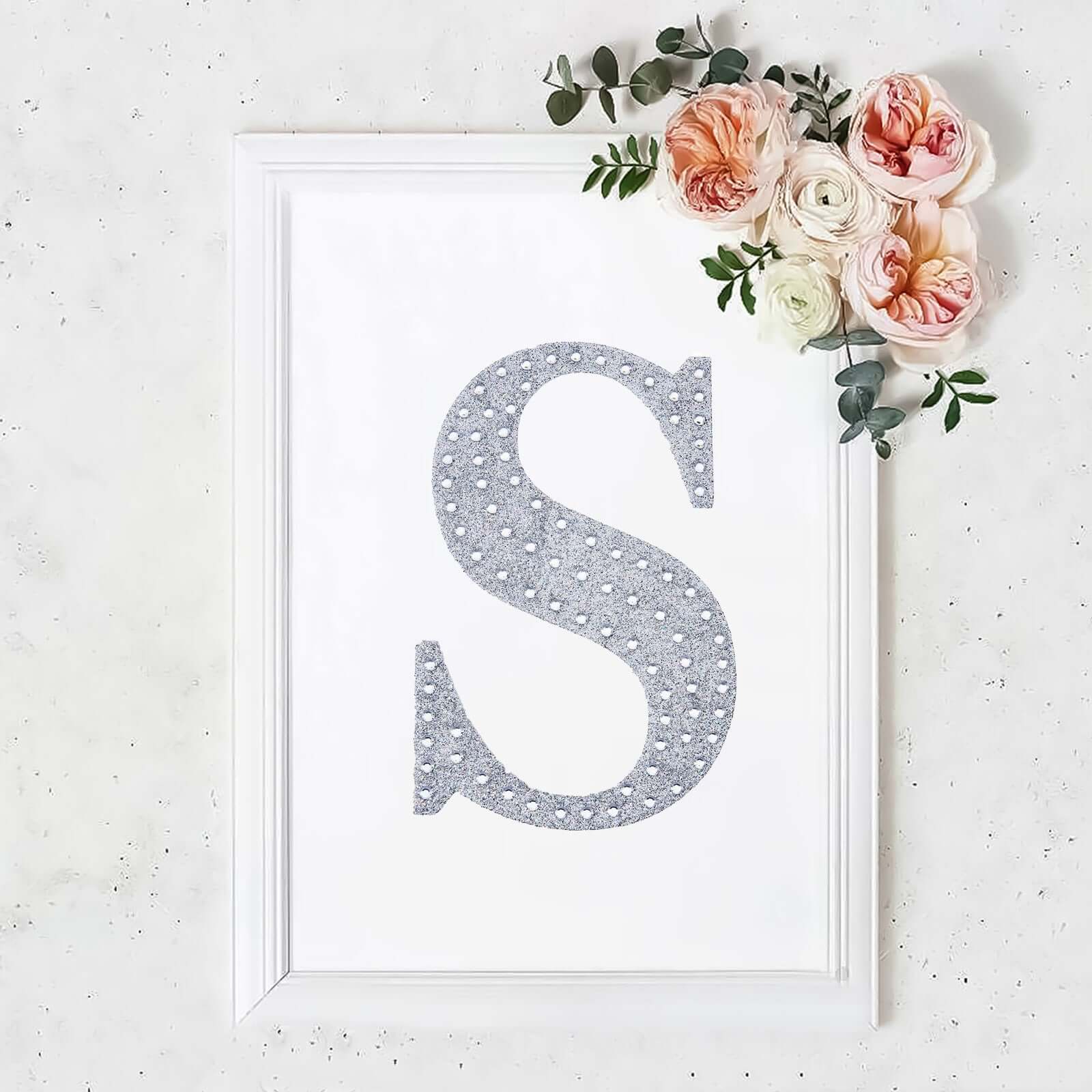 Decorative Rhinestone Alphabet "S" Letter Stickers 8", Silver Glitter Adhesive Craft Letters - DIY Sparkle Embellishments - Image 11