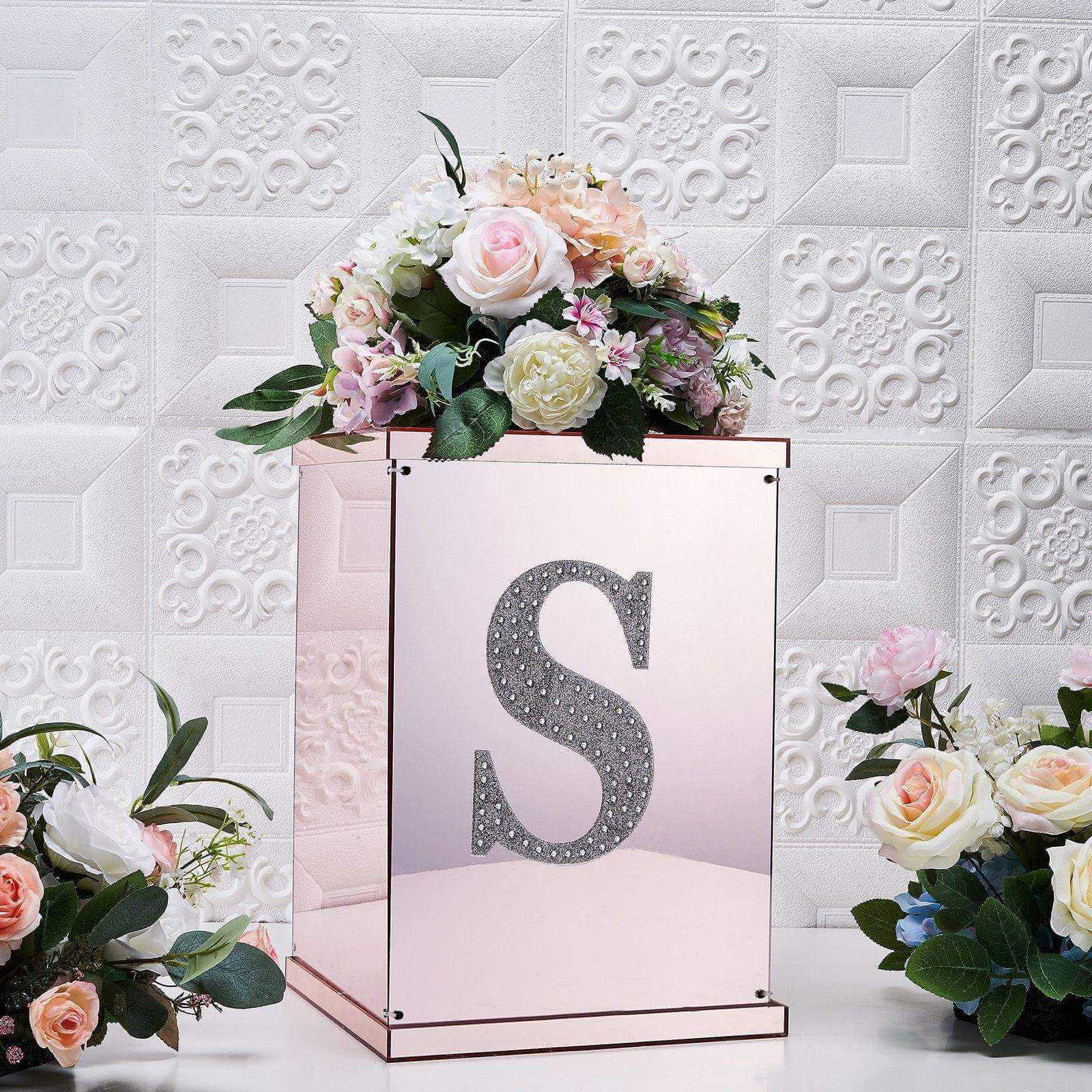 Decorative Rhinestone Alphabet "S" Letter Stickers 8", Silver Glitter Adhesive Craft Letters - DIY Sparkle Embellishments - Image 2