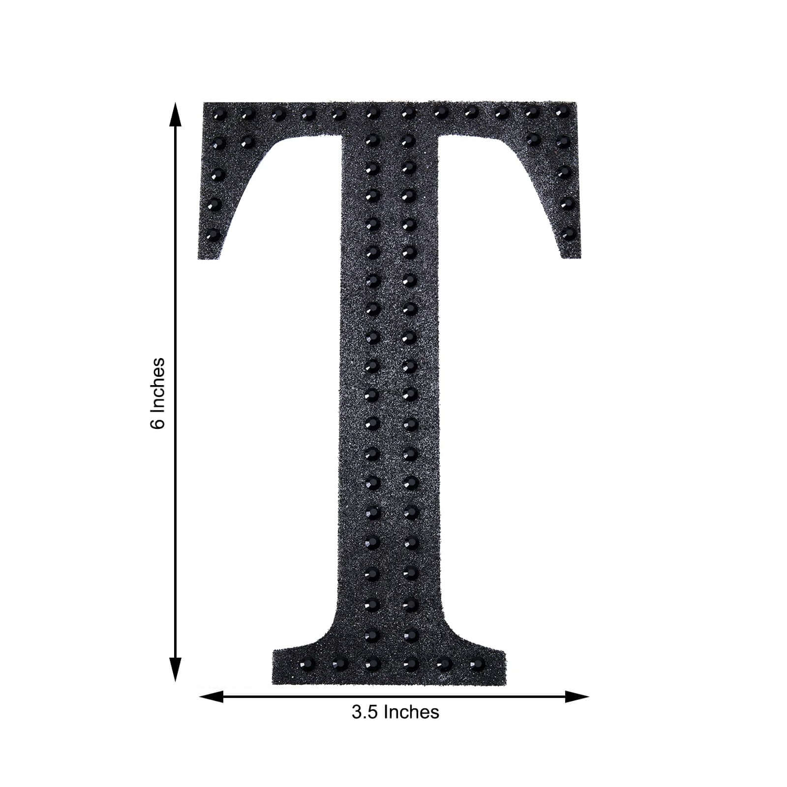Decorative Rhinestone Alphabet "T" Letter Stickers 6", Black Glitter Adhesive Craft Letters - DIY Sparkle Embellishments - Image 3