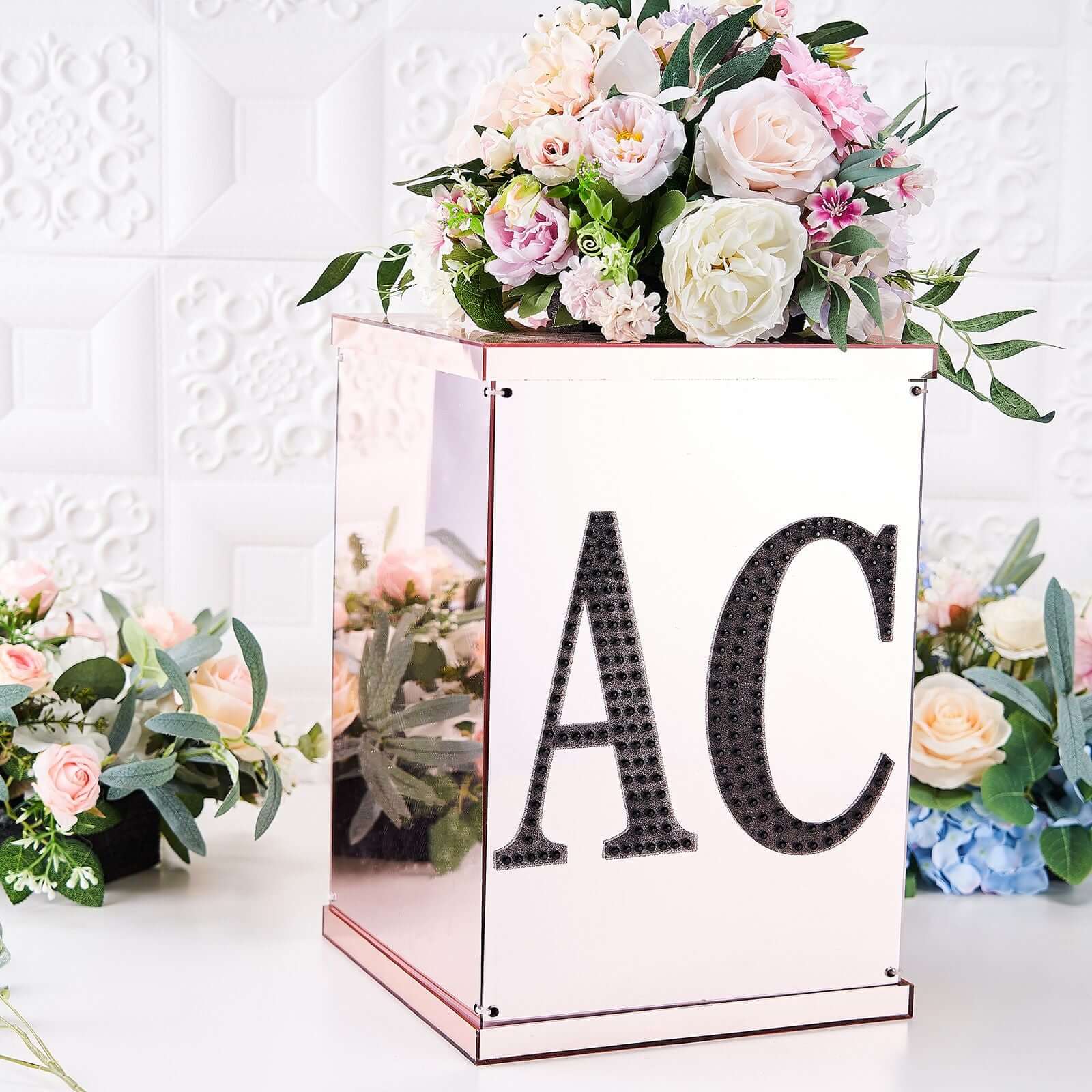 Decorative Rhinestone Alphabet "T" Letter Stickers, Glitter Adhesive Craft Letters Black DIY Sparkle Embellishments 8" - Image 8