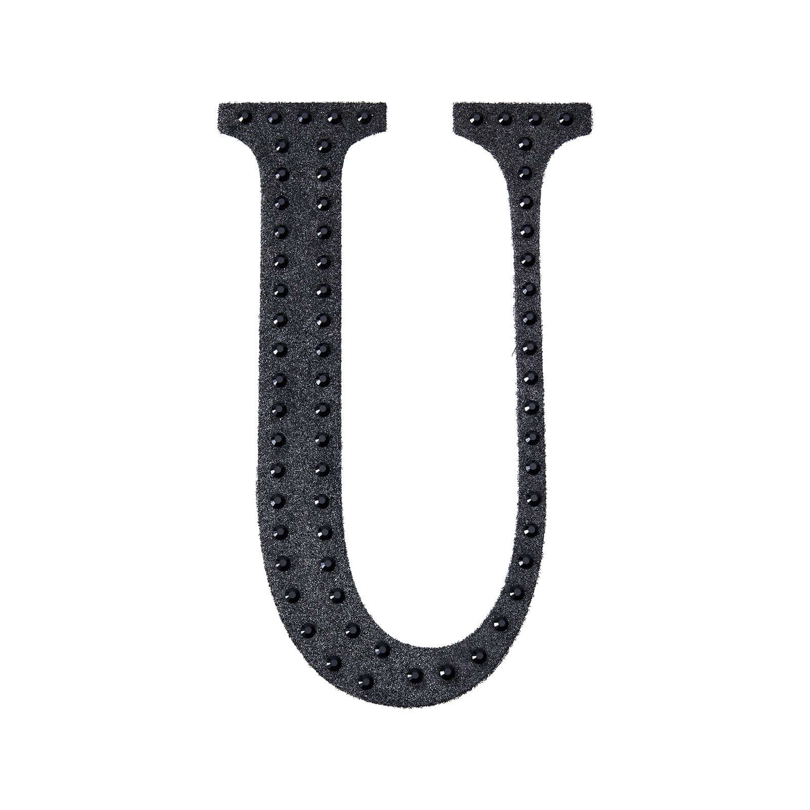 Decorative Rhinestone Alphabet "U" Letter Stickers 6", Black Glitter Adhesive Craft Letters - DIY Sparkle Embellishments - Image 6