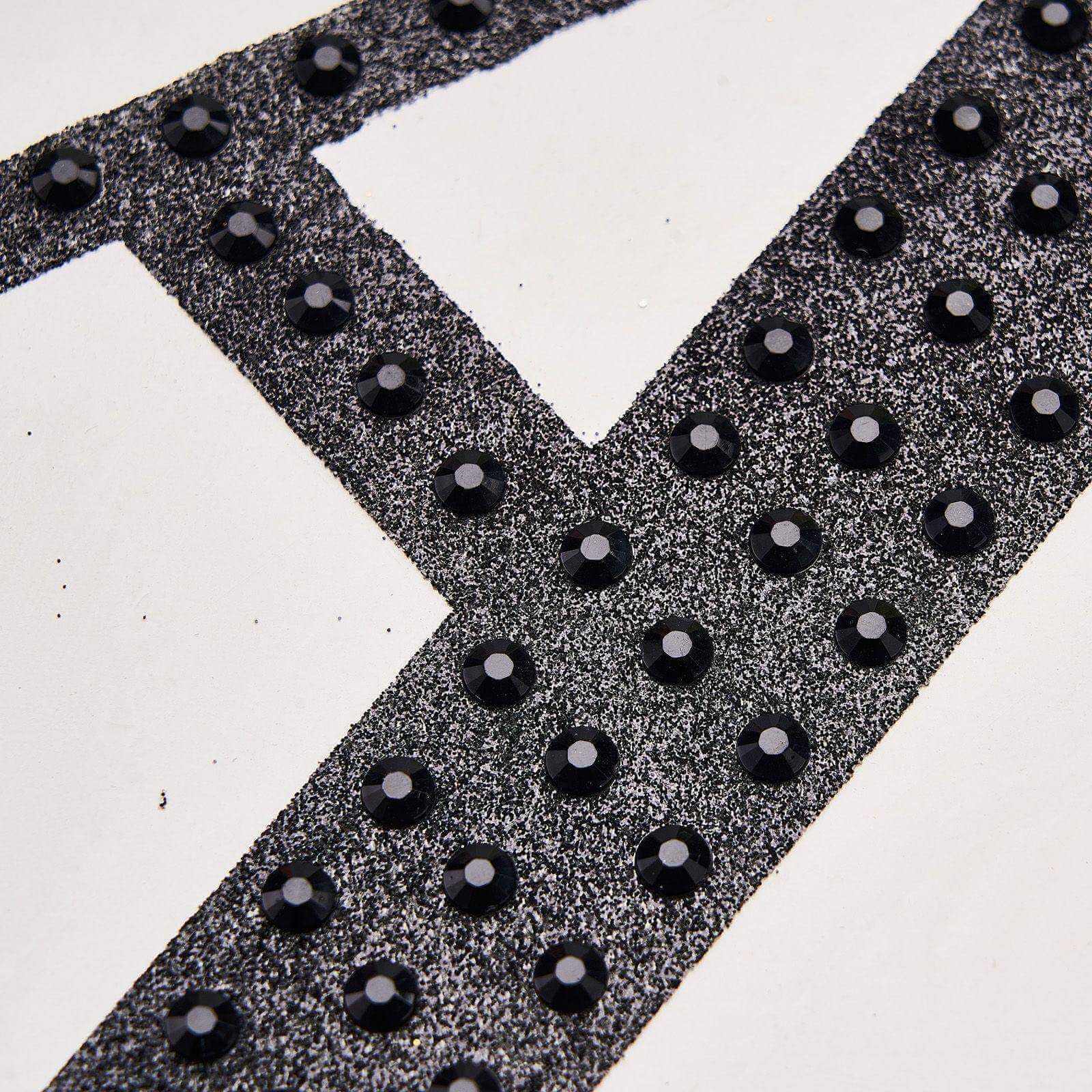 Decorative Rhinestone Alphabet "U" Letter Stickers 6", Black Glitter Adhesive Craft Letters - DIY Sparkle Embellishments - Image 9