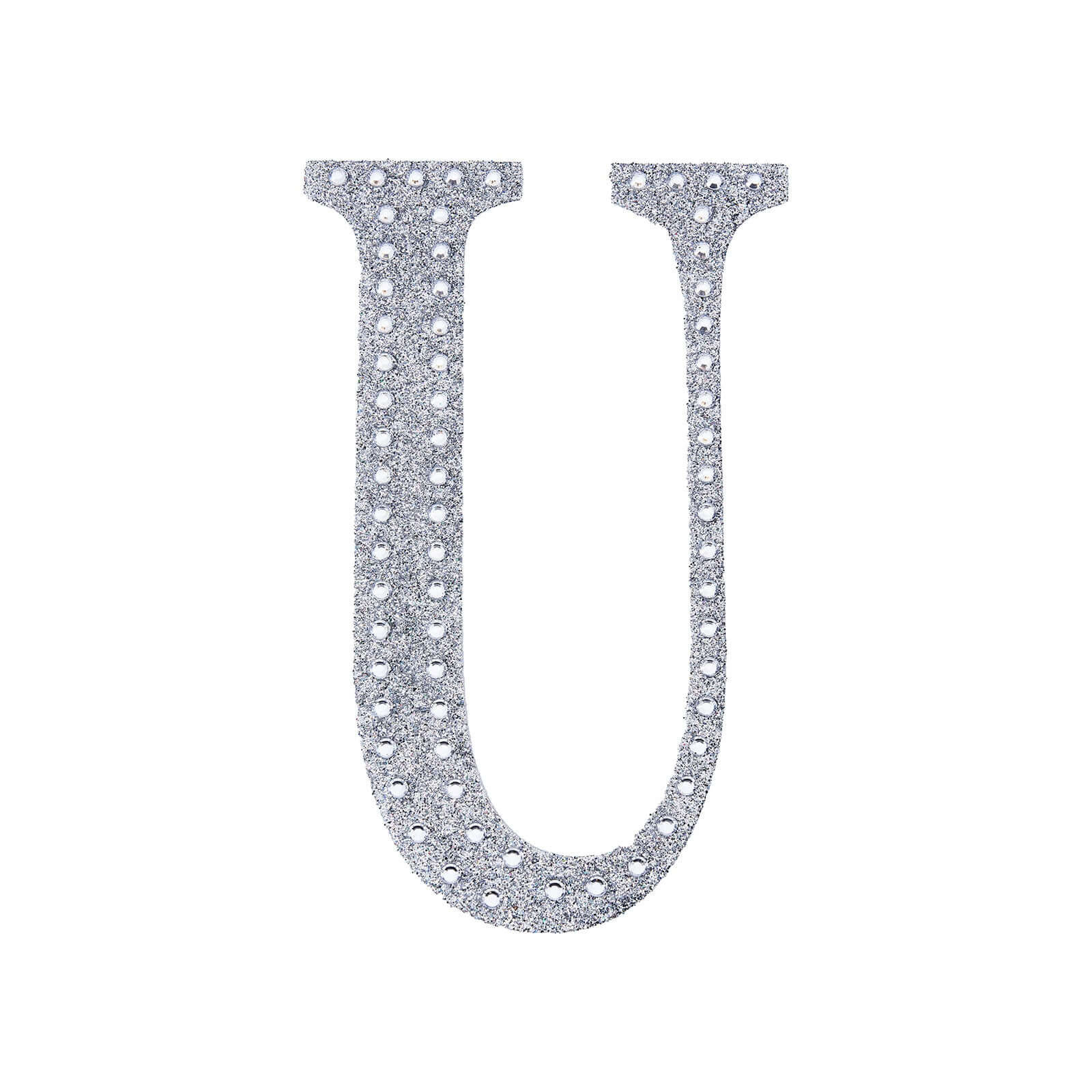 Decorative Rhinestone Alphabet "U" Letter Stickers 6", Silver Glitter Adhesive Craft Letters - DIY Sparkle Embellishments - Image 6