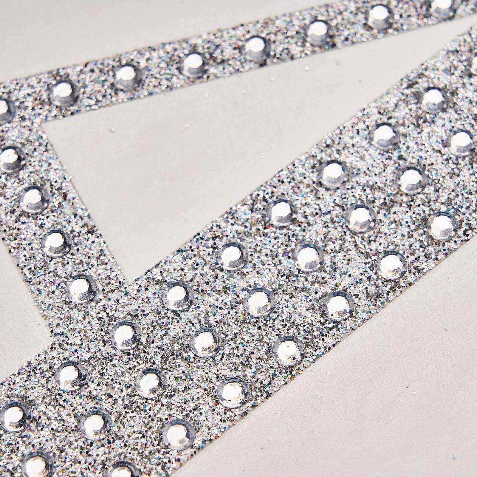 Decorative Rhinestone Alphabet "U" Letter Stickers 6", Silver Glitter Adhesive Craft Letters - DIY Sparkle Embellishments - Image 8
