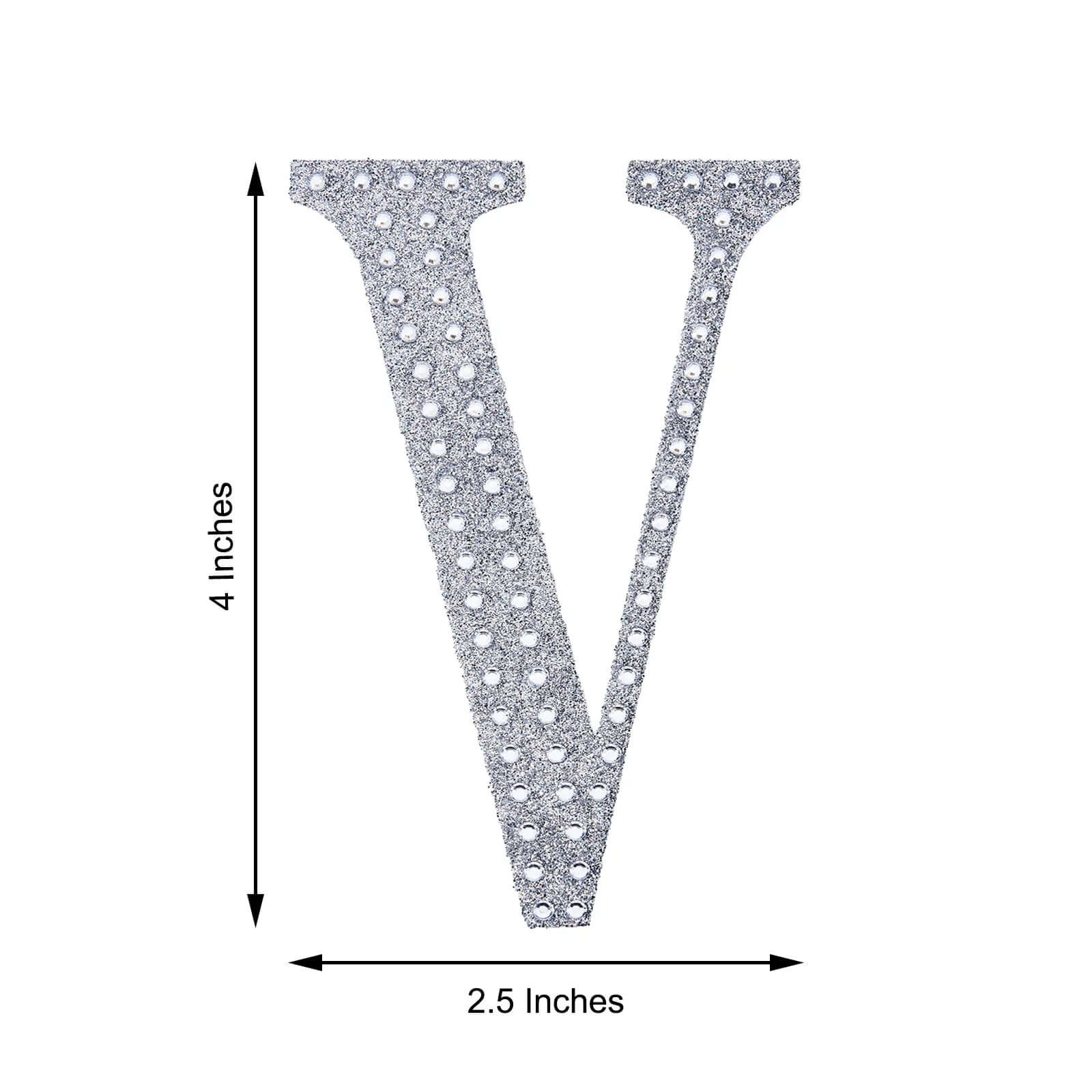 Decorative Rhinestone Alphabet "V" Letter Stickers 4", Silver Glitter Adhesive Craft Letters - DIY Sparkle Embellishments - Image 3