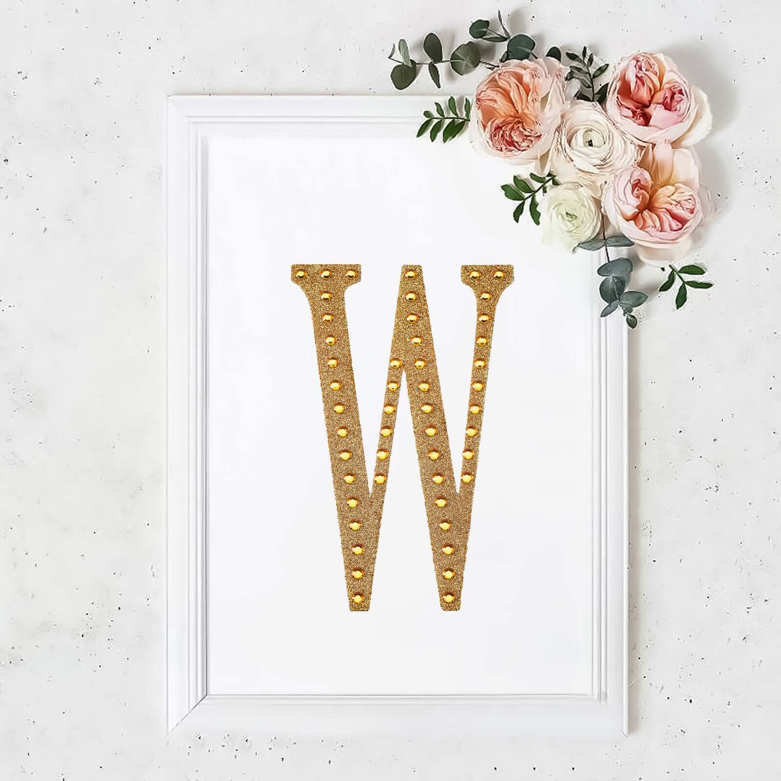 Decorative Rhinestone Alphabet "W" Letter Stickers 8", Gold Glitter Adhesive Craft Letters - DIY Sparkle Embellishments - Image 11
