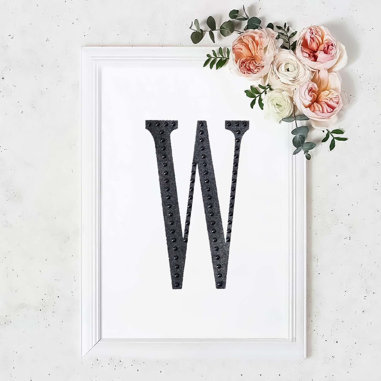 Decorative Rhinestone Alphabet "W" Letter Stickers, Glitter Adhesive Craft Letters Black DIY Sparkle Embellishments 8" - Image 10