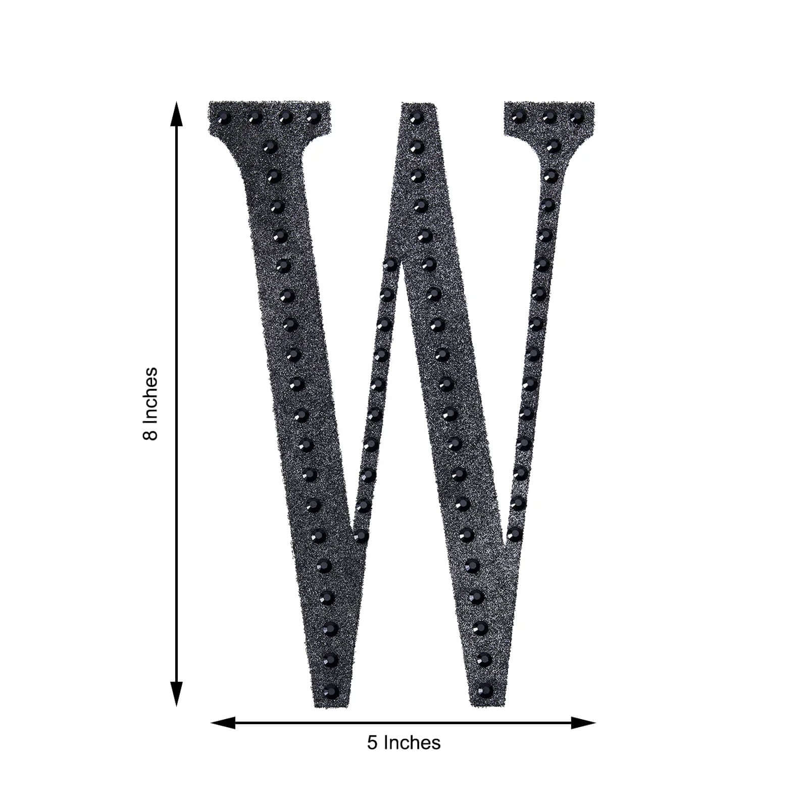Decorative Rhinestone Alphabet "W" Letter Stickers, Glitter Adhesive Craft Letters Black DIY Sparkle Embellishments 8" - Image 3