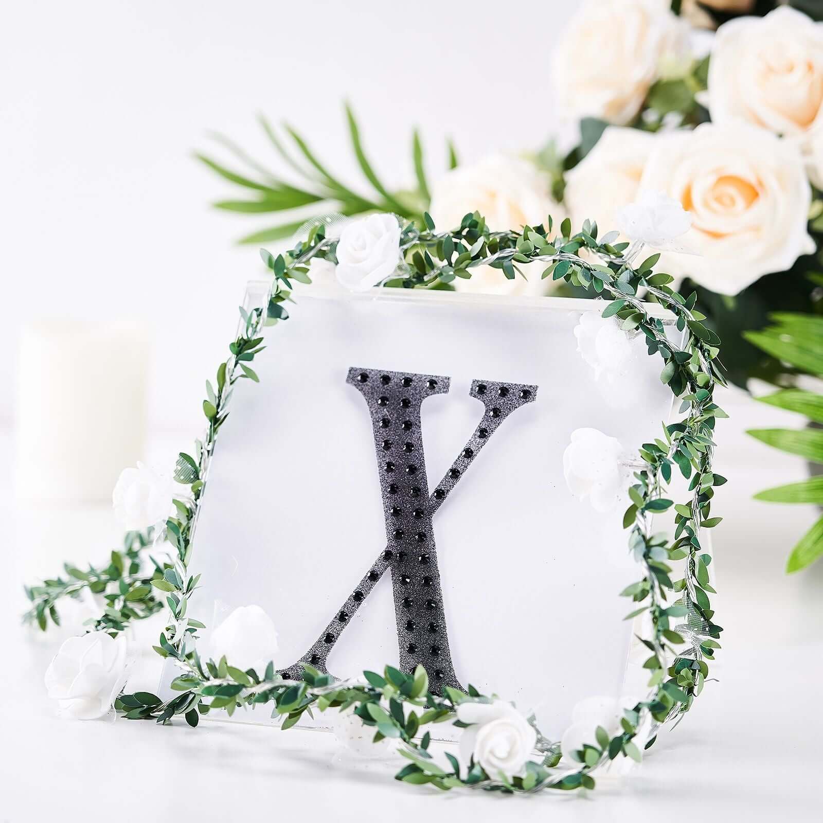 Decorative Rhinestone Alphabet "X" Letter Stickers 6", Black Glitter Adhesive Craft Letters - DIY Sparkle Embellishments - Image 7