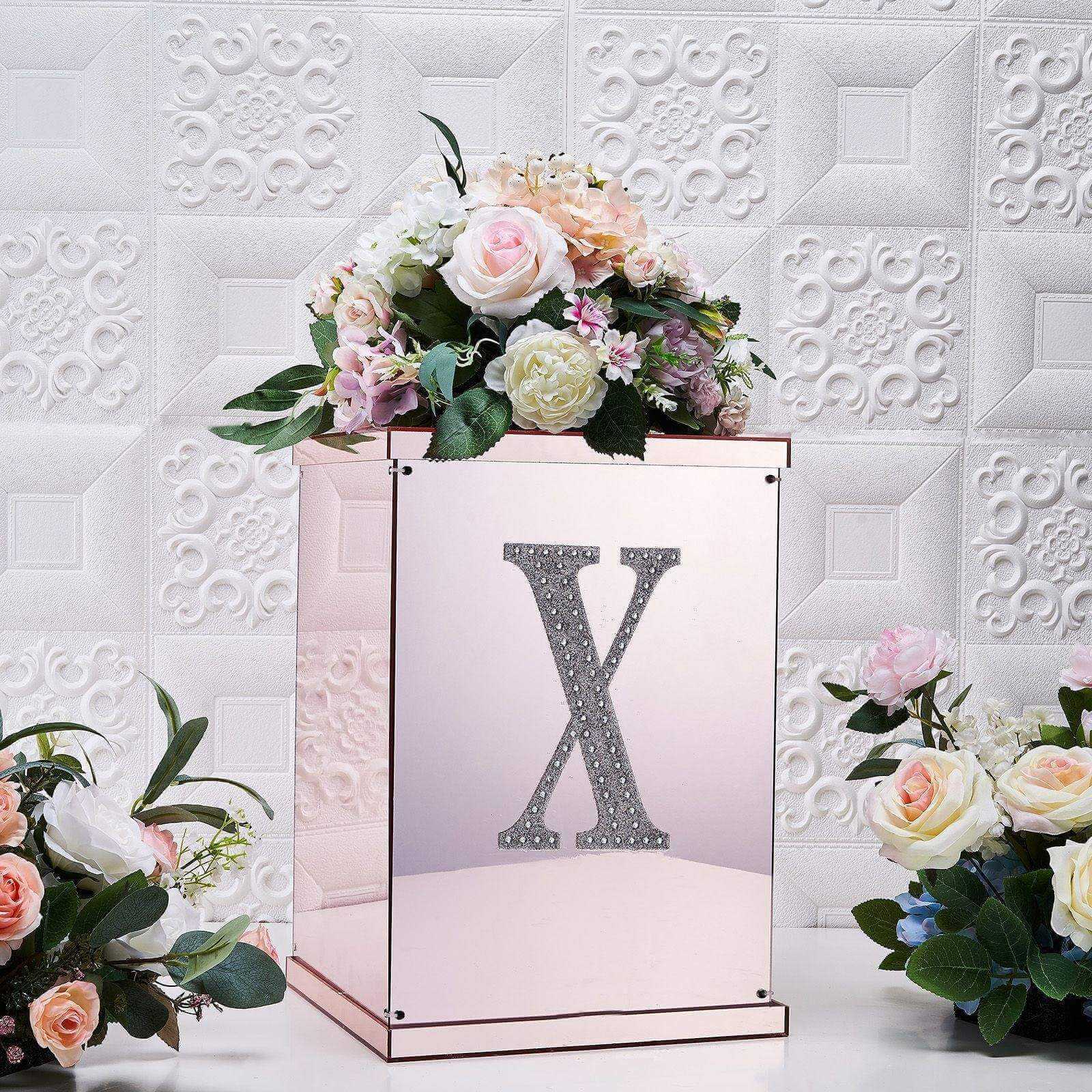 Decorative Rhinestone Alphabet "X" Letter Stickers 8", Silver Glitter Adhesive Craft Letters - DIY Sparkle Embellishments - Image 2