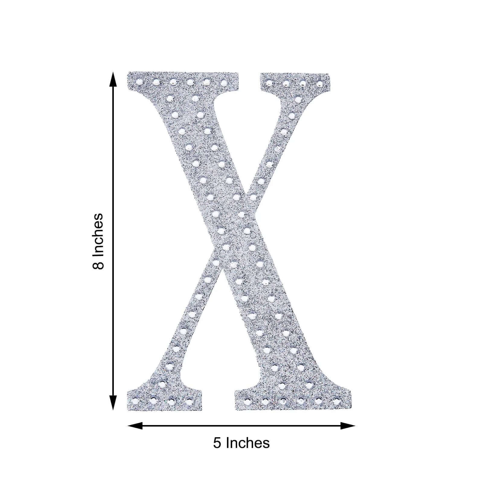 Decorative Rhinestone Alphabet "X" Letter Stickers 8", Silver Glitter Adhesive Craft Letters - DIY Sparkle Embellishments - Image 3