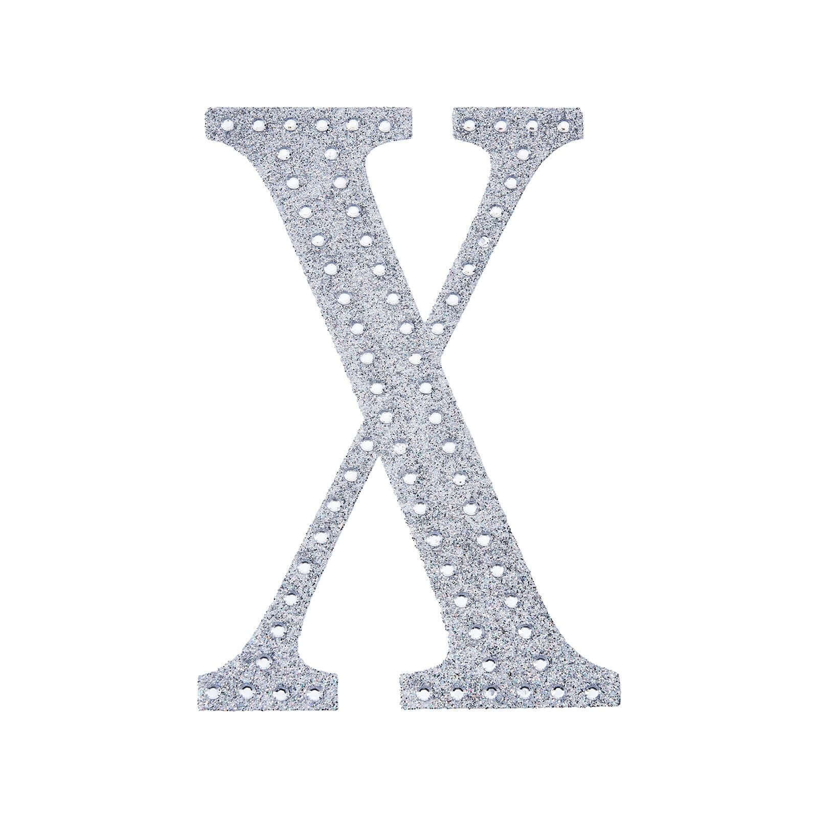 Decorative Rhinestone Alphabet "X" Letter Stickers 8", Silver Glitter Adhesive Craft Letters - DIY Sparkle Embellishments - Image 6