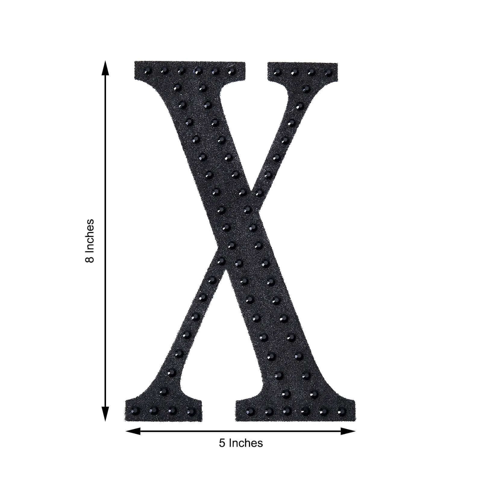 Decorative Rhinestone Alphabet "X" Letter Stickers, Glitter Adhesive Craft Letters Black DIY Sparkle Embellishments 8" - Image 3