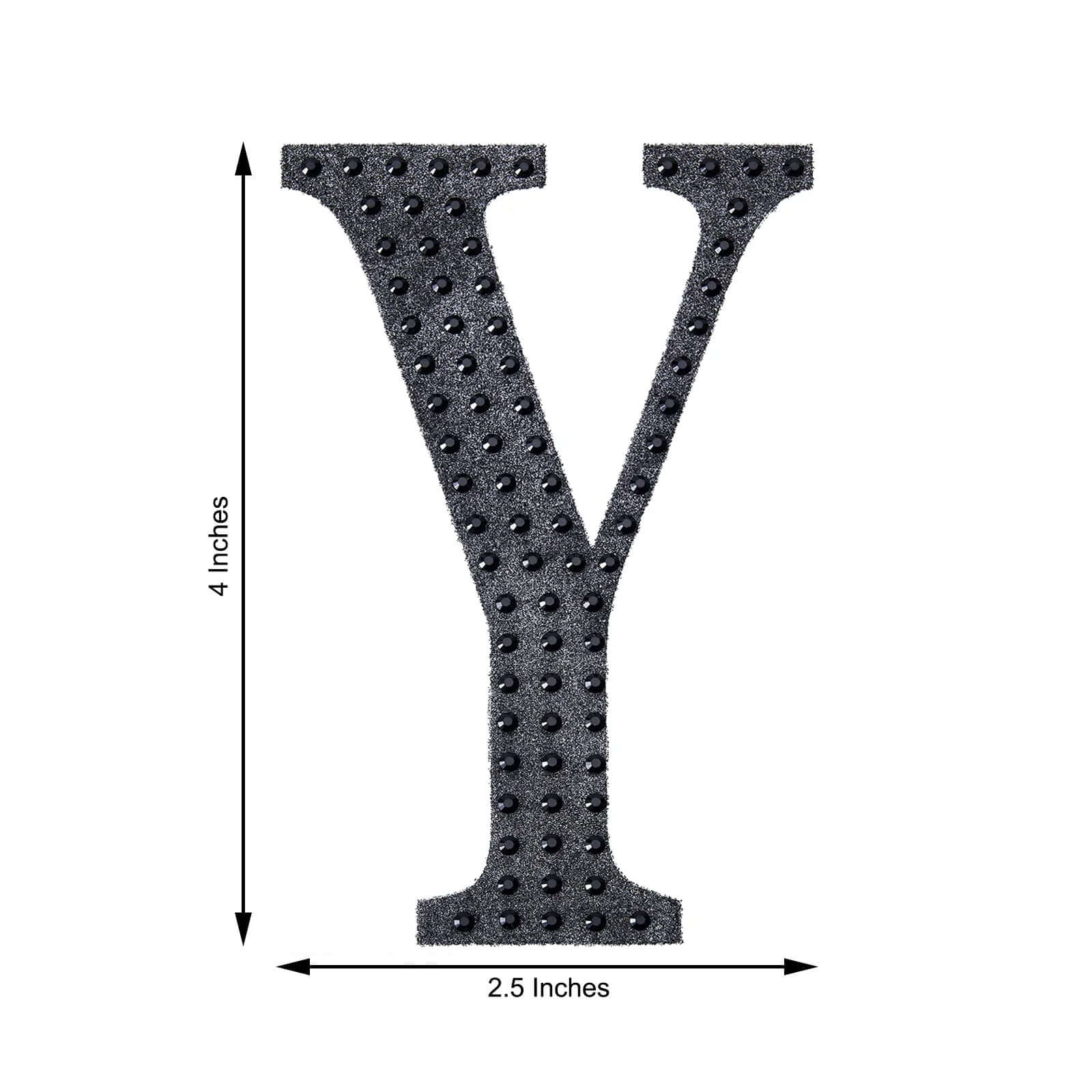 Decorative Rhinestone Alphabet "Y" Letter Stickers 4", Black Glitter Adhesive Craft Letters - DIY Sparkle Embellishments - Image 3