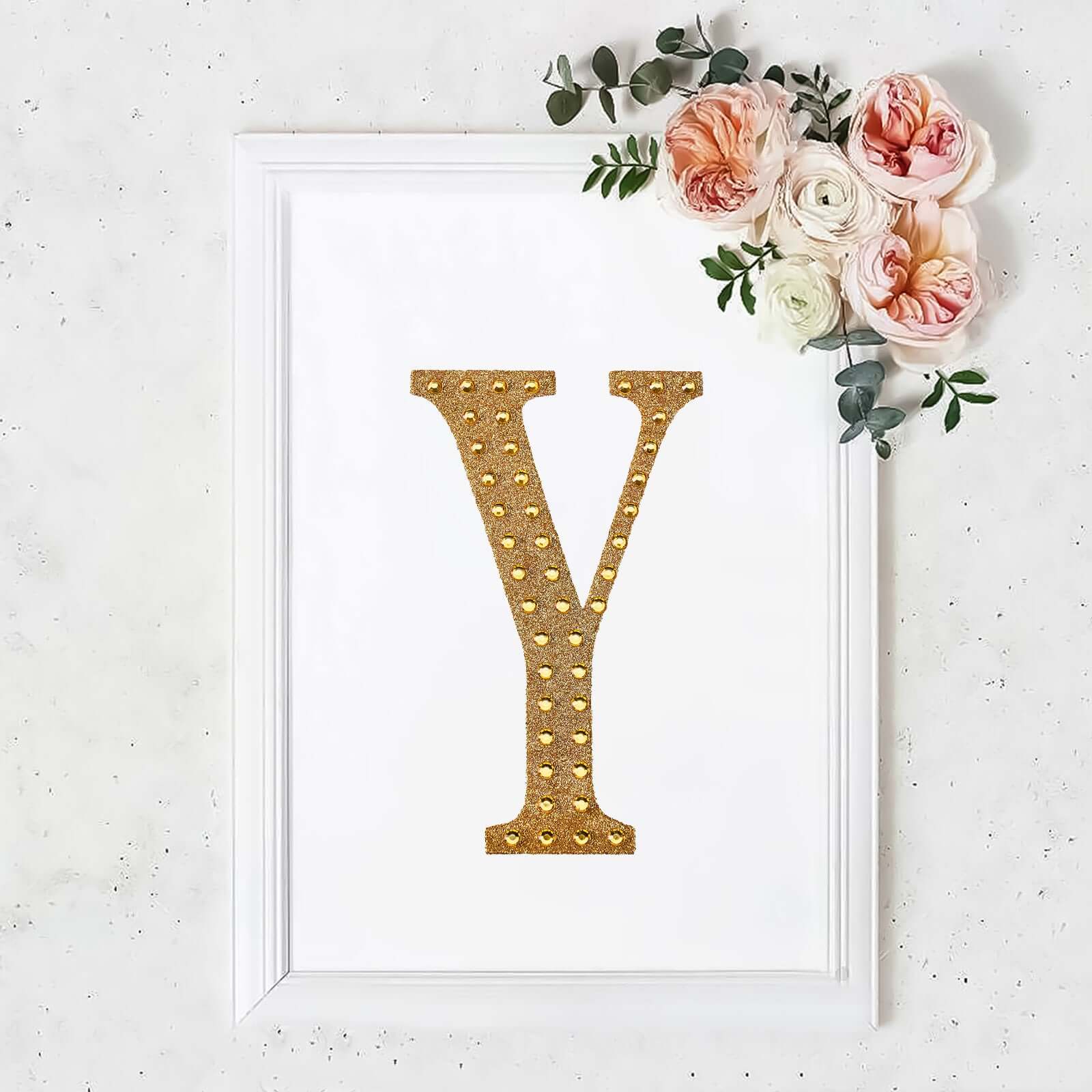 Decorative Rhinestone Alphabet "Y" Letter Stickers 8", Gold Glitter Adhesive Craft Letters - DIY Sparkle Embellishments - Image 11