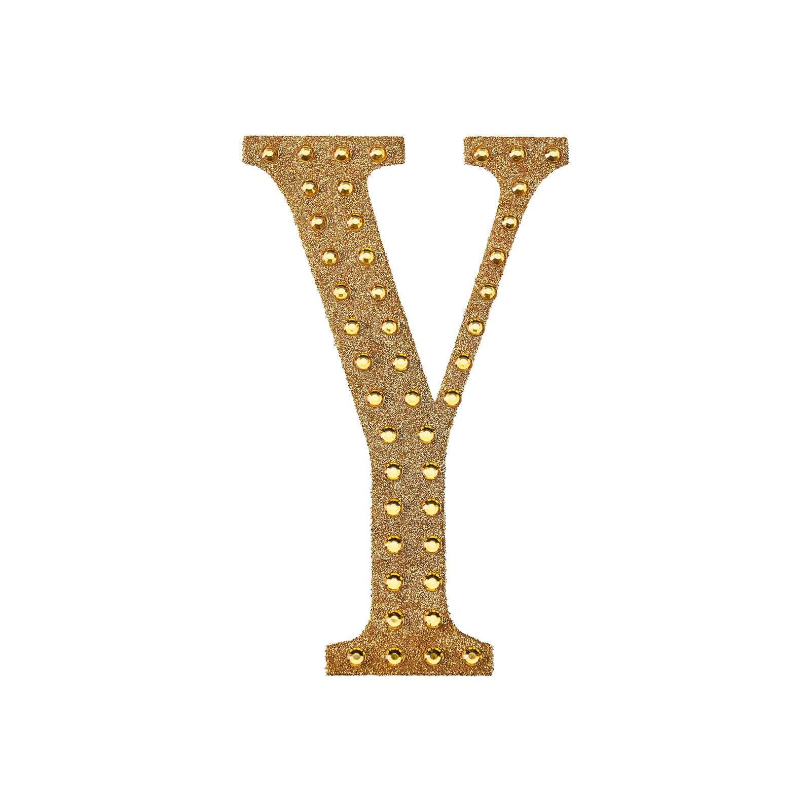 Decorative Rhinestone Alphabet "Y" Letter Stickers 8", Gold Glitter Adhesive Craft Letters - DIY Sparkle Embellishments - Image 6