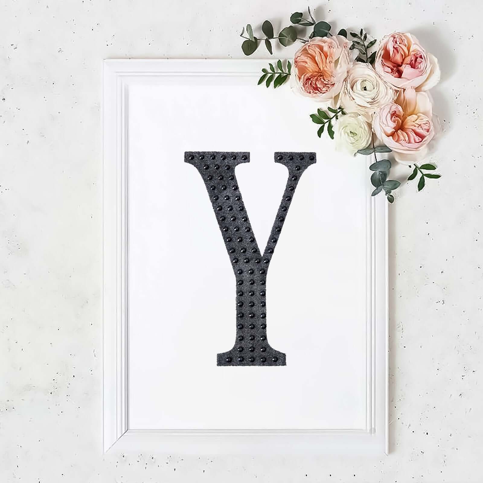 Decorative Rhinestone Alphabet "Y" Letter Stickers, Glitter Adhesive Craft Letters Black DIY Sparkle Embellishments 8" - Image 10
