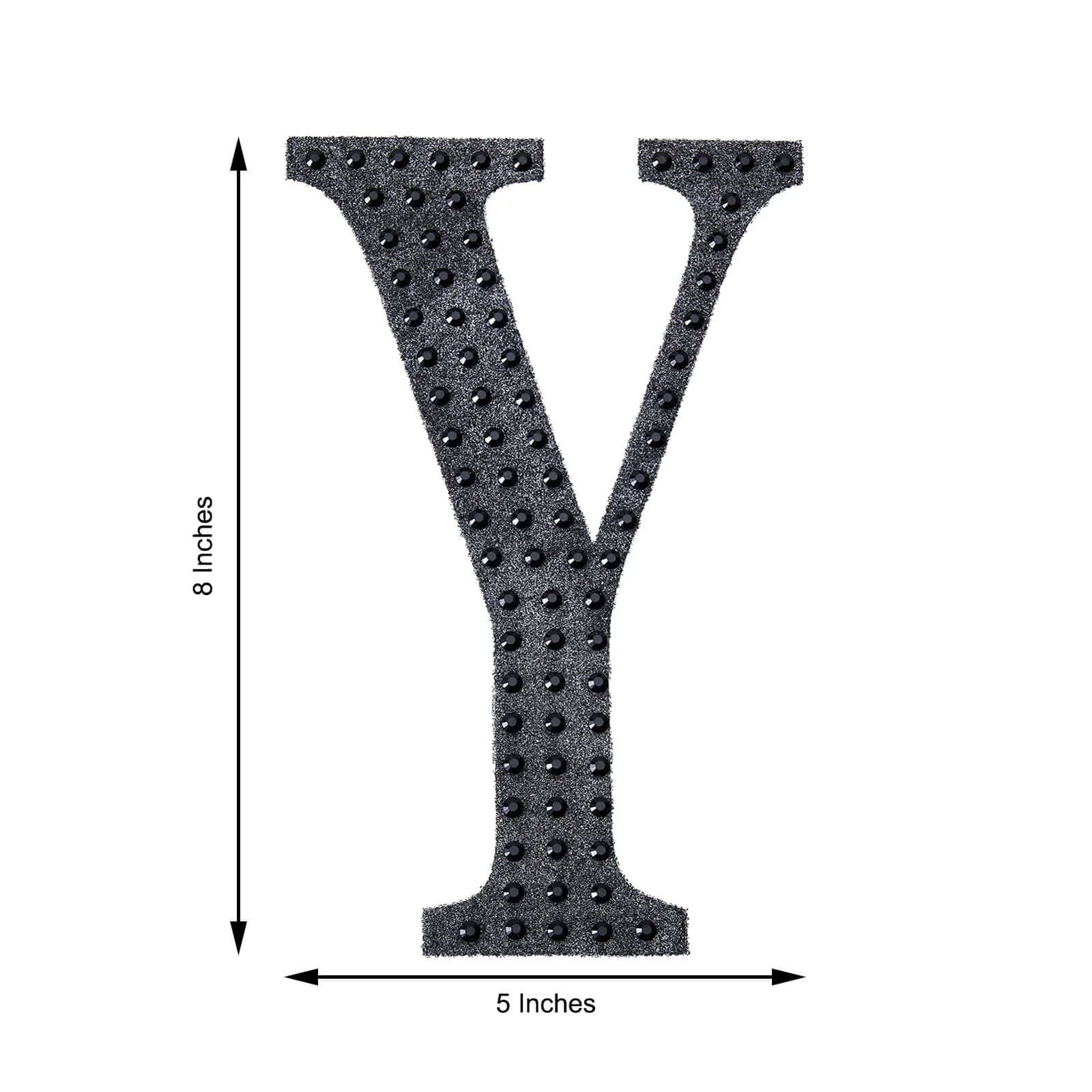 Decorative Rhinestone Alphabet "Y" Letter Stickers, Glitter Adhesive Craft Letters Black DIY Sparkle Embellishments 8" - Image 3
