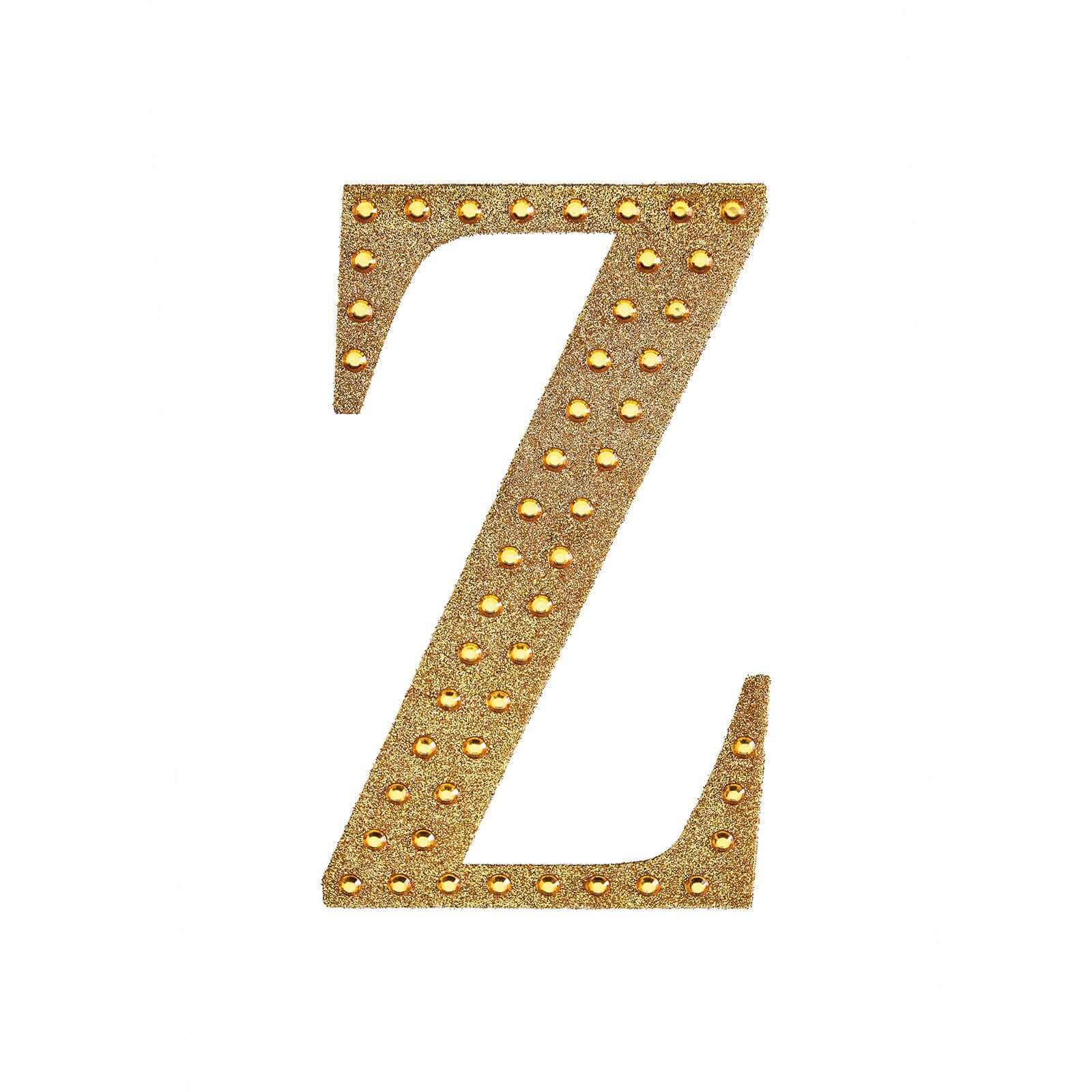 Decorative Rhinestone Alphabet "Z" Letter Stickers 6", Gold Glitter Adhesive Craft Letters - DIY Sparkle Embellishments - Image 6