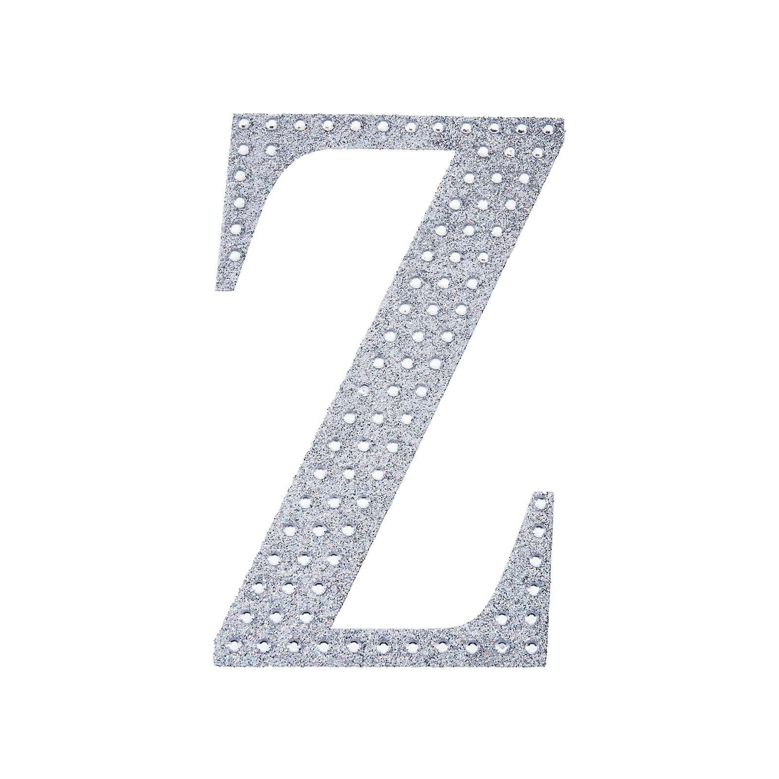 Decorative Rhinestone Alphabet "Z" Letter Stickers 6", Silver Glitter Adhesive Craft Letters - DIY Sparkle Embellishments - Image 6
