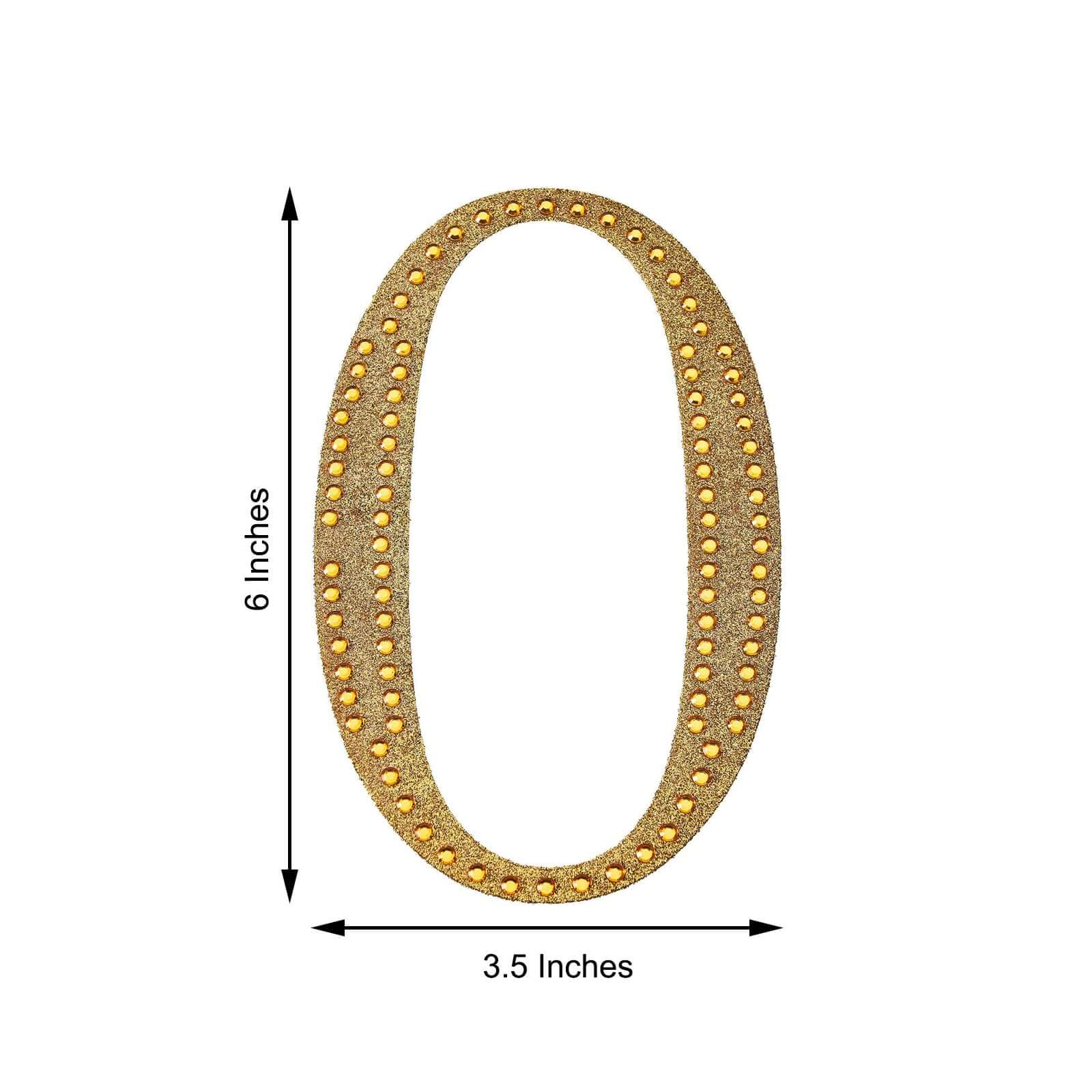 Decorative Rhinestone Number "0" Stickers 6", Gold Glitter Adhesive Craft Numbers - DIY Sparkle Embellishments - Image 3