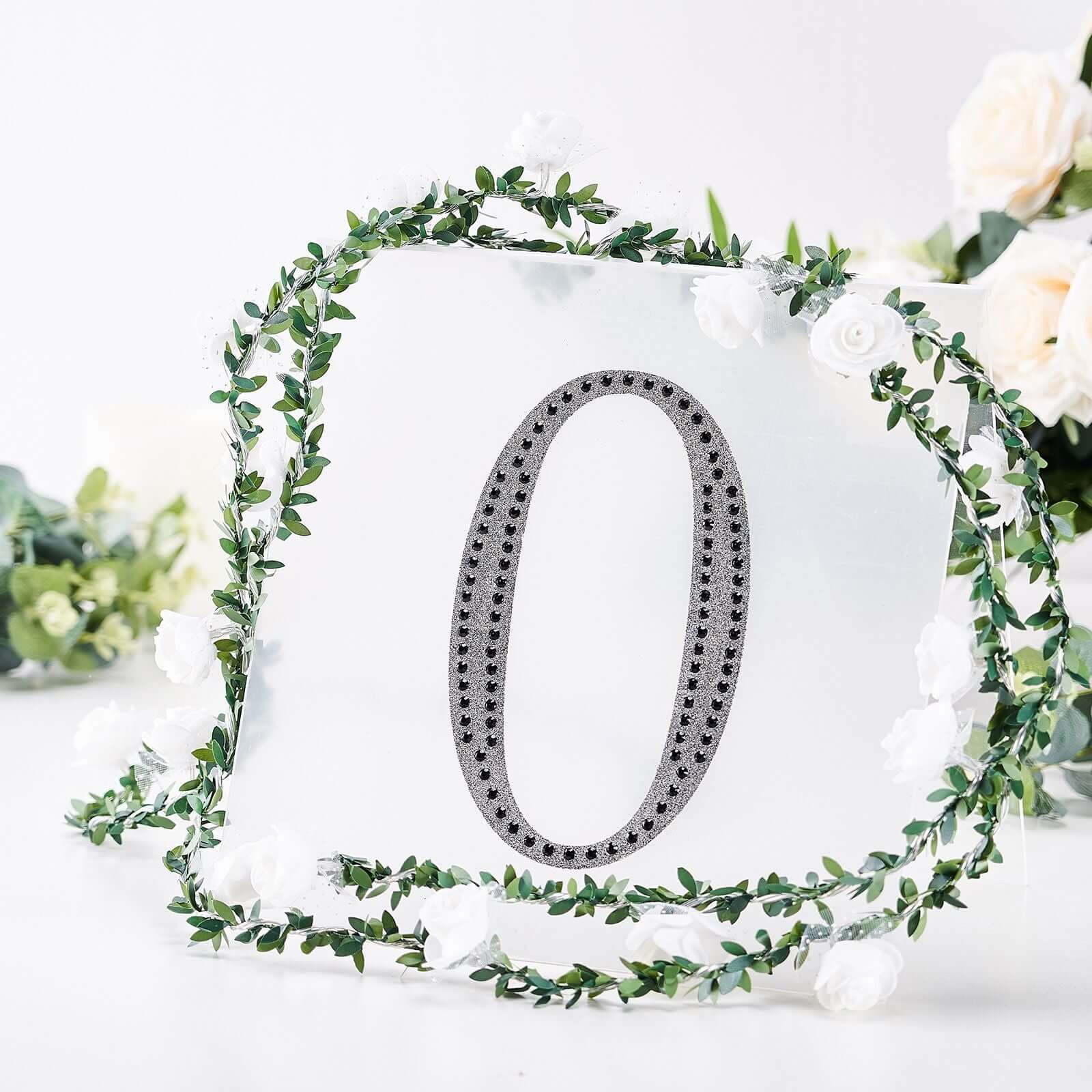 Decorative Rhinestone Number "0" Stickers 8", Black Glitter Adhesive Craft Numbers - DIY Sparkle Embellishments - Image 7
