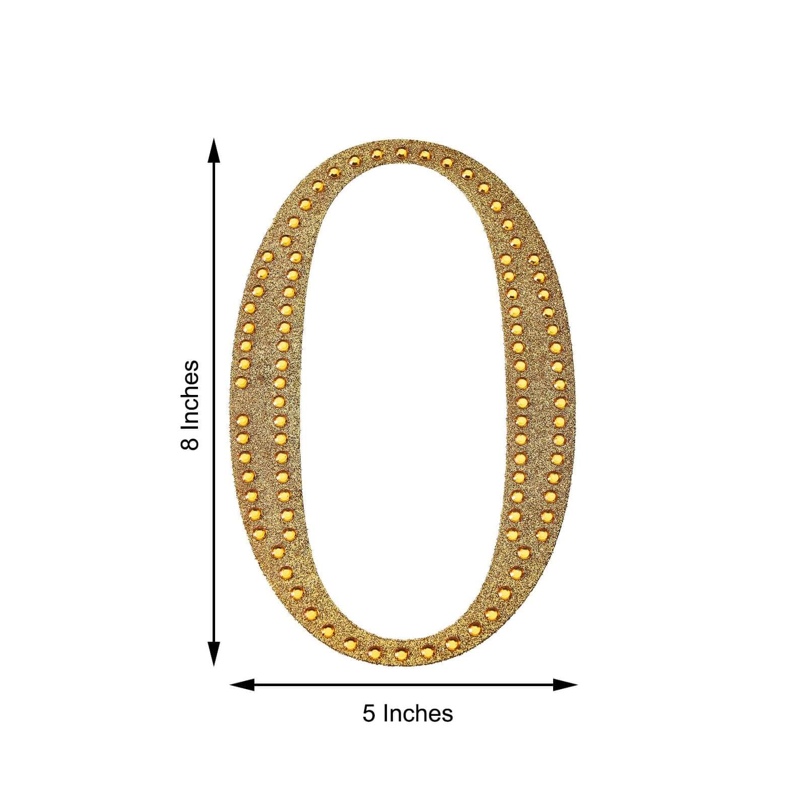 Decorative Rhinestone Number "0" Stickers 8", Gold Glitter Adhesive Craft Numbers - DIY Sparkle Embellishments - Image 3