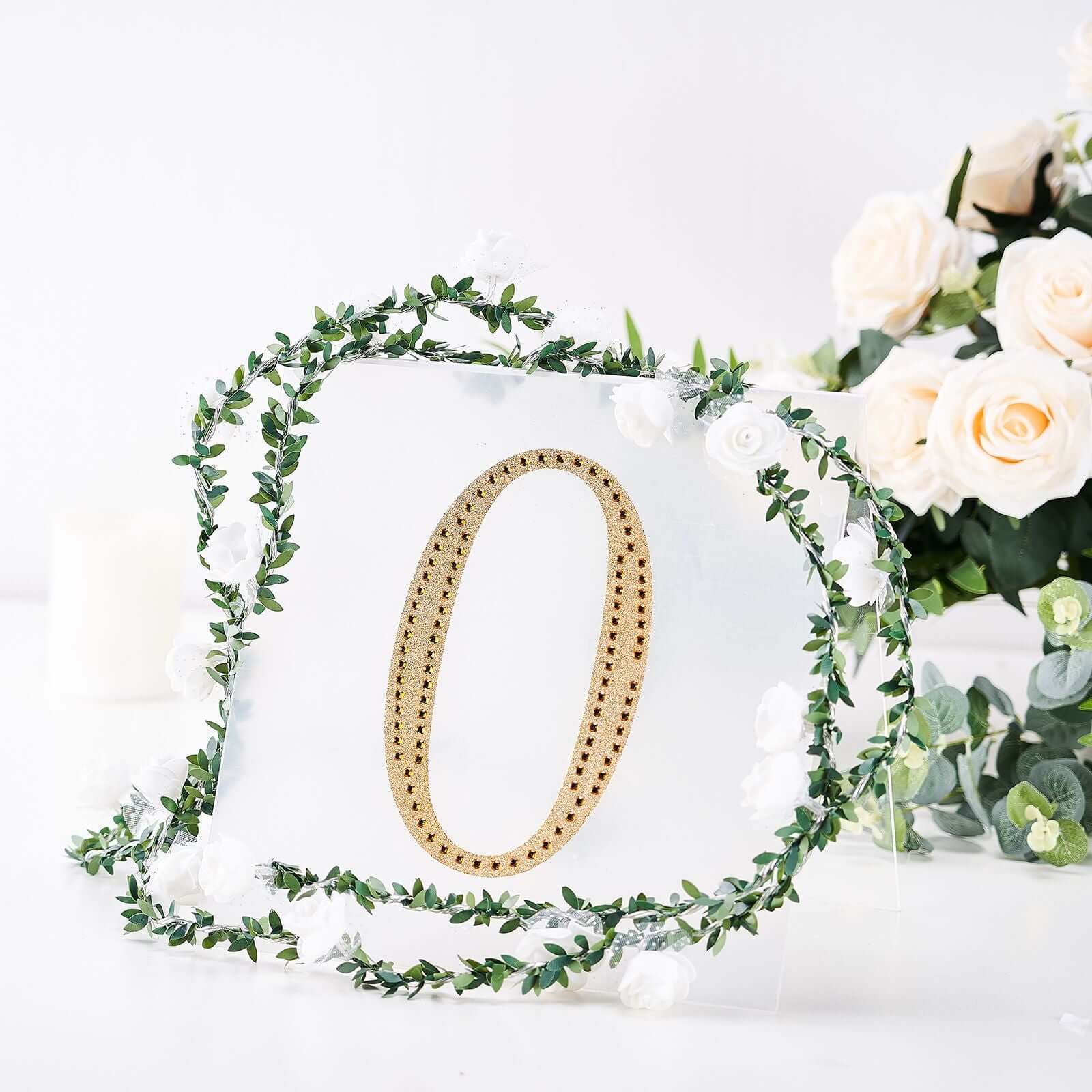 Decorative Rhinestone Number "0" Stickers 8", Gold Glitter Adhesive Craft Numbers - DIY Sparkle Embellishments - Image 7