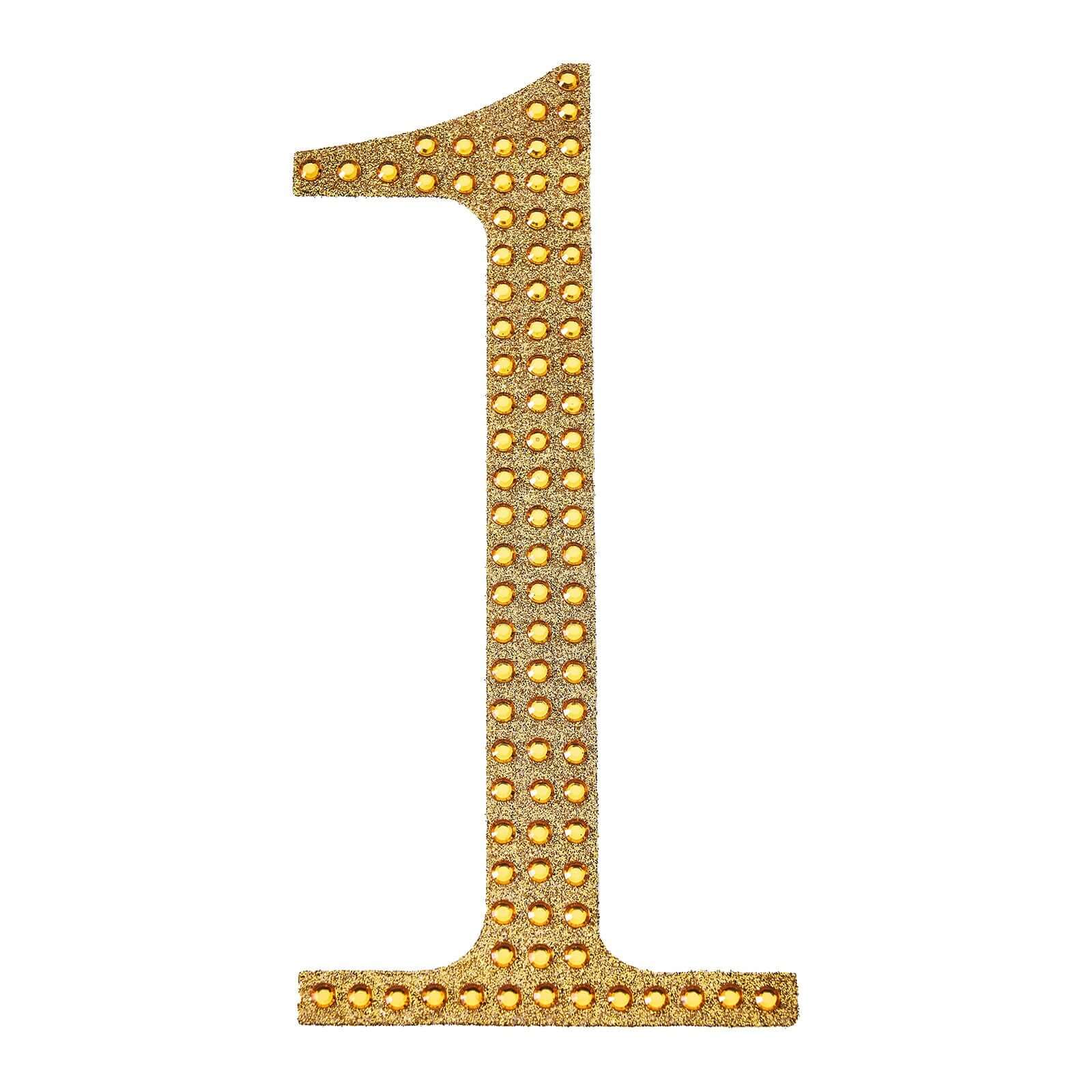 Decorative Rhinestone Number "1" Stickers 4", Gold Glitter Adhesive Craft Numbers - DIY Sparkle Embellishments - Image 6