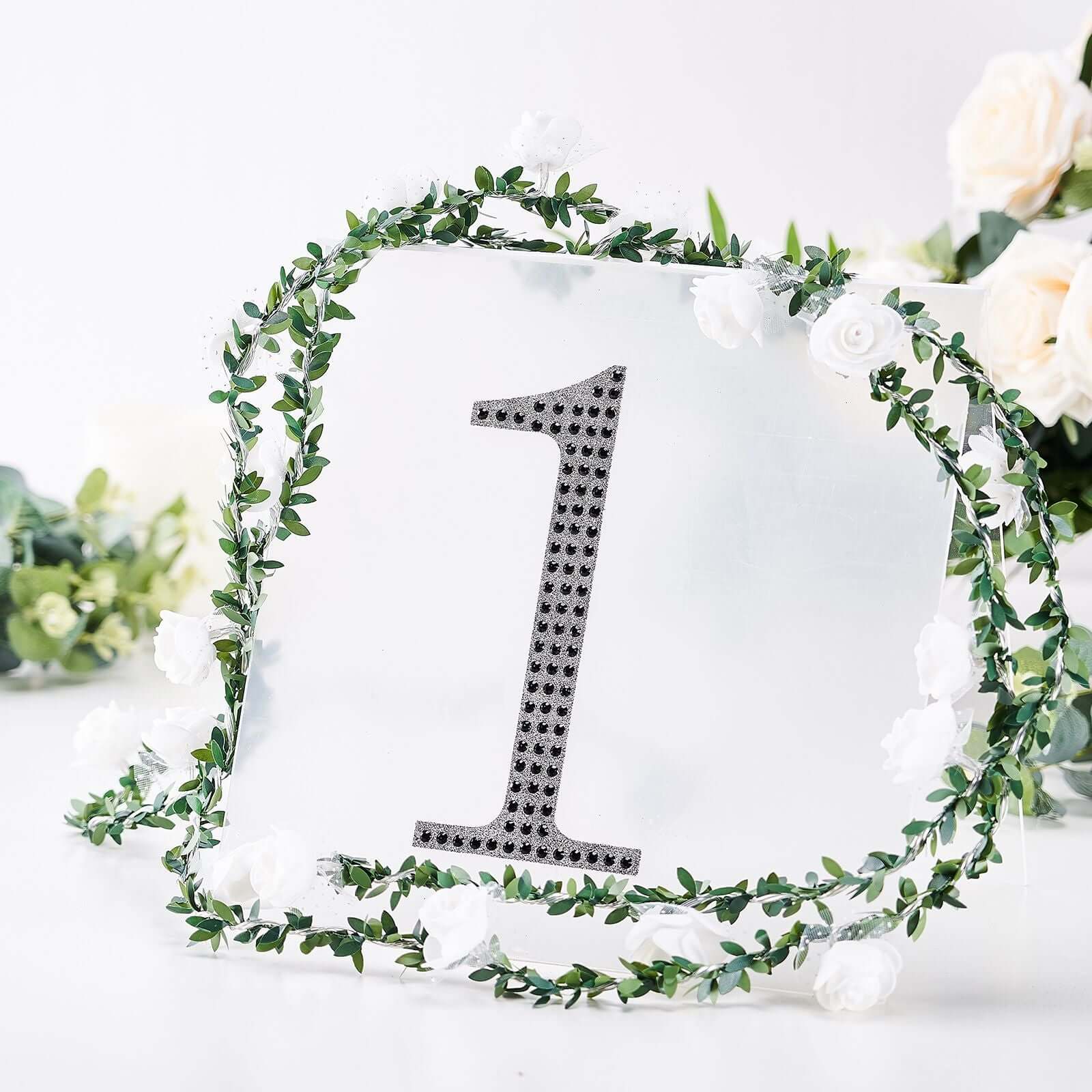 Decorative Rhinestone Number "1" Stickers 8", Black Glitter Adhesive Craft Numbers - DIY Sparkle Embellishments - Image 7