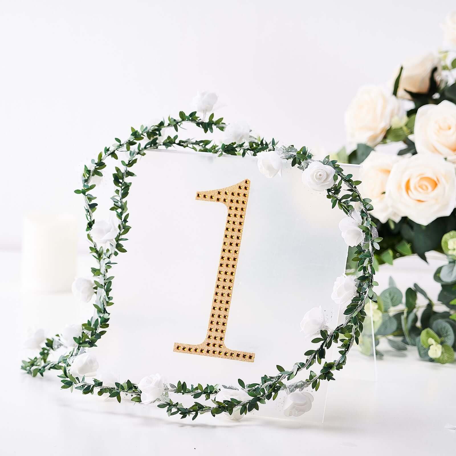 Decorative Rhinestone Number "1" Stickers 8", Gold Glitter Adhesive Craft Numbers - DIY Sparkle Embellishments - Image 7