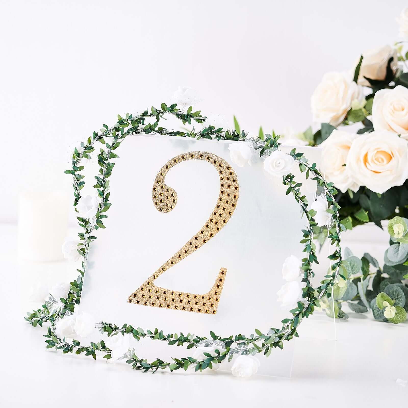 Decorative Rhinestone Number "2" Stickers 8", Gold Glitter Adhesive Craft Numbers - DIY Sparkle Embellishments - Image 11