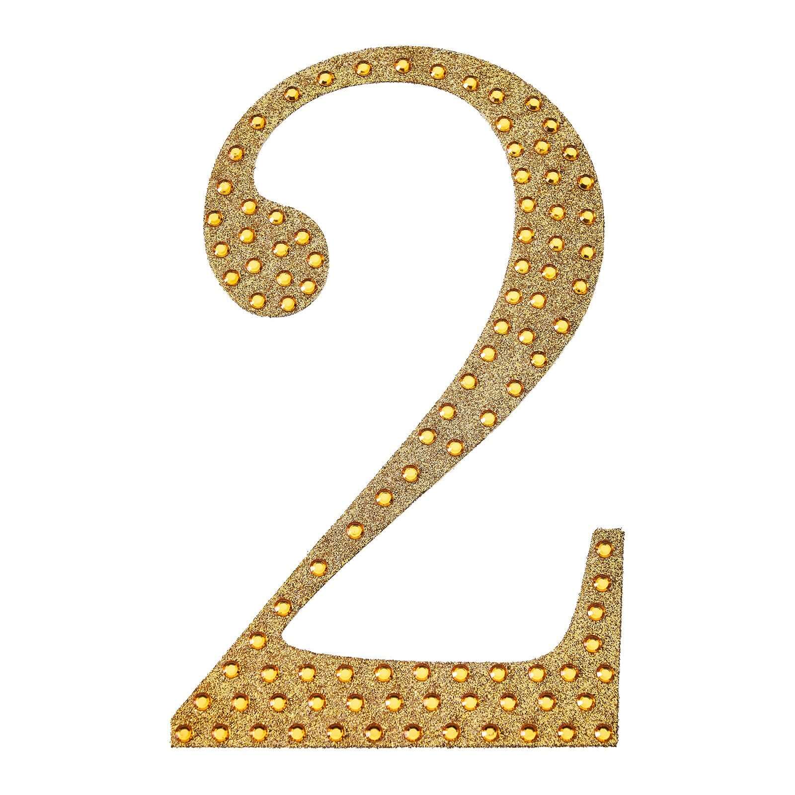 Decorative Rhinestone Number "2" Stickers 8", Gold Glitter Adhesive Craft Numbers - DIY Sparkle Embellishments - Image 6
