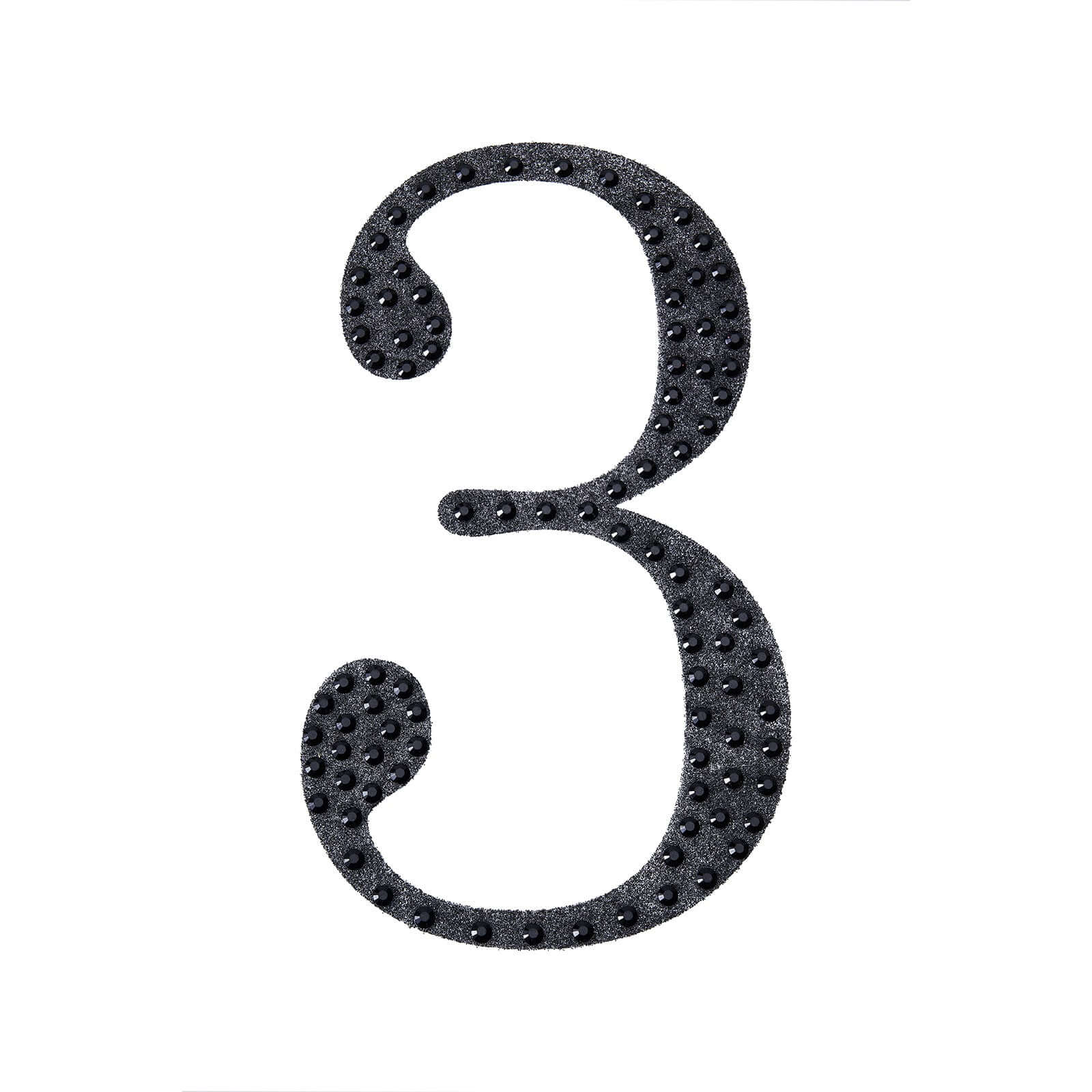 Decorative Rhinestone Number "3" Stickers 6", Black Glitter Adhesive Craft Numbers - DIY Sparkle Embellishments - Image 6
