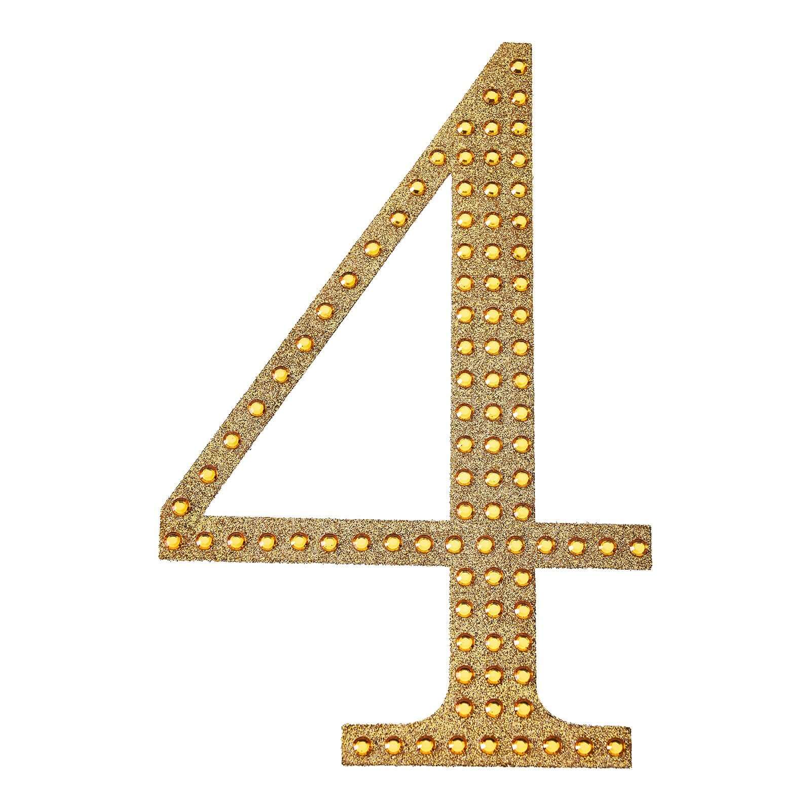 Decorative Rhinestone Number "4" Stickers 6", Gold Glitter Adhesive Craft Numbers - DIY Sparkle Embellishments - Image 6