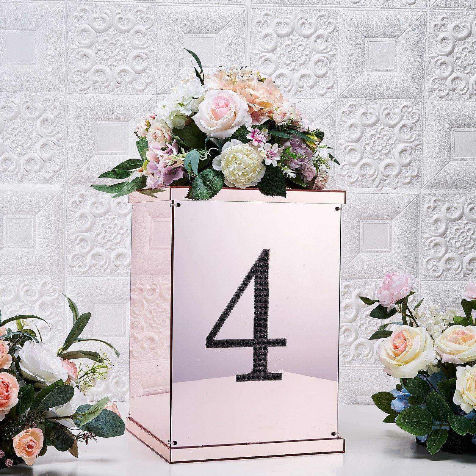 Decorative Rhinestone Number "4" Stickers 8", Black Glitter Adhesive Craft Numbers - DIY Sparkle Embellishments - Image 2
