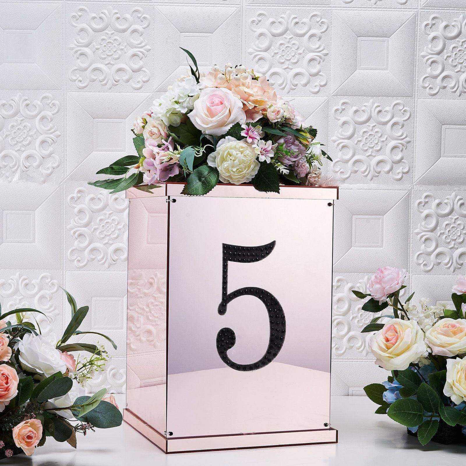Decorative Rhinestone Number "5" Stickers 8", Black Glitter Adhesive Craft Numbers - DIY Sparkle Embellishments - Image 2