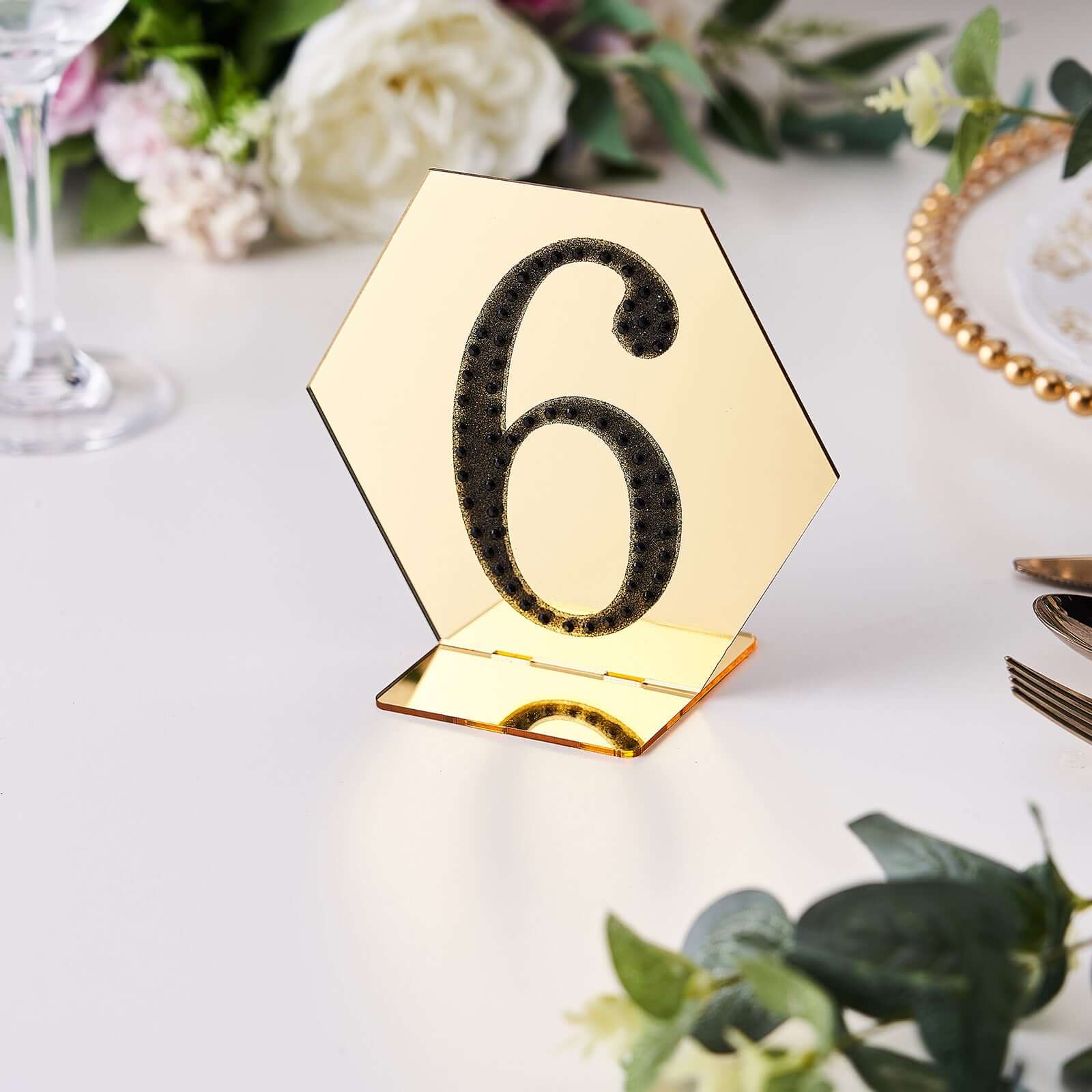 Decorative Rhinestone Number "6" Stickers 4", Black Glitter Adhesive Craft Numbers - DIY Sparkle Embellishments - Image 2