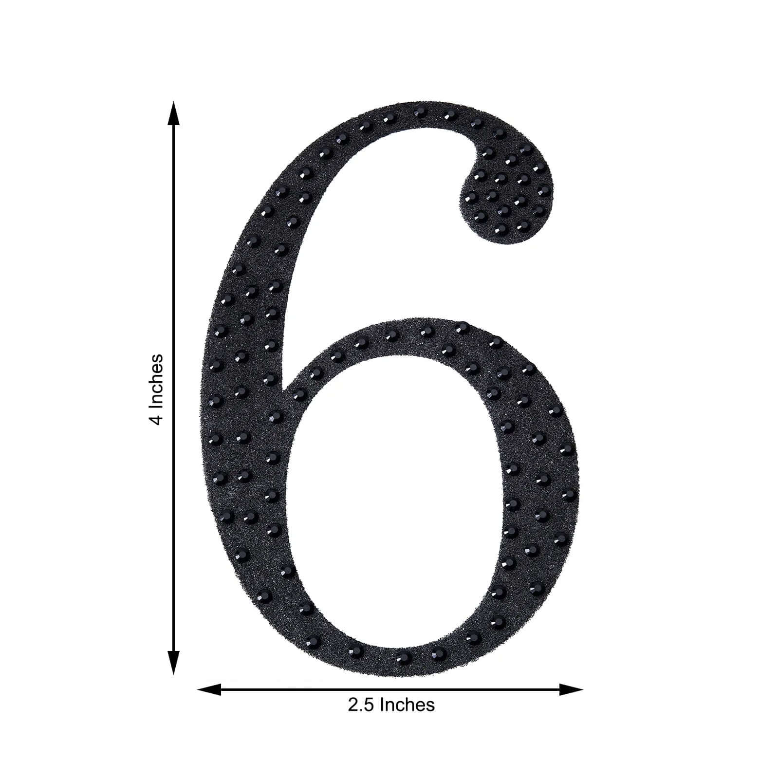Decorative Rhinestone Number "6" Stickers 4", Black Glitter Adhesive Craft Numbers - DIY Sparkle Embellishments - Image 3