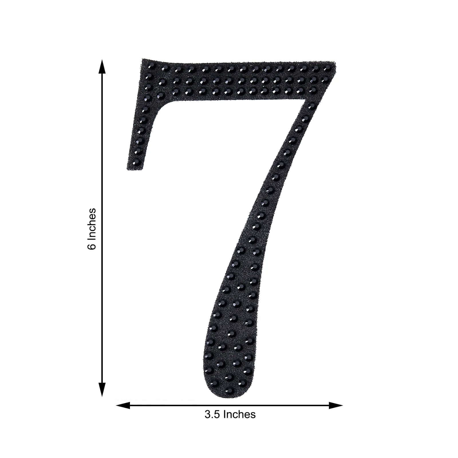 Decorative Rhinestone Number "7" Stickers 6", Black Glitter Adhesive Craft Numbers - DIY Sparkle Embellishments - Image 3