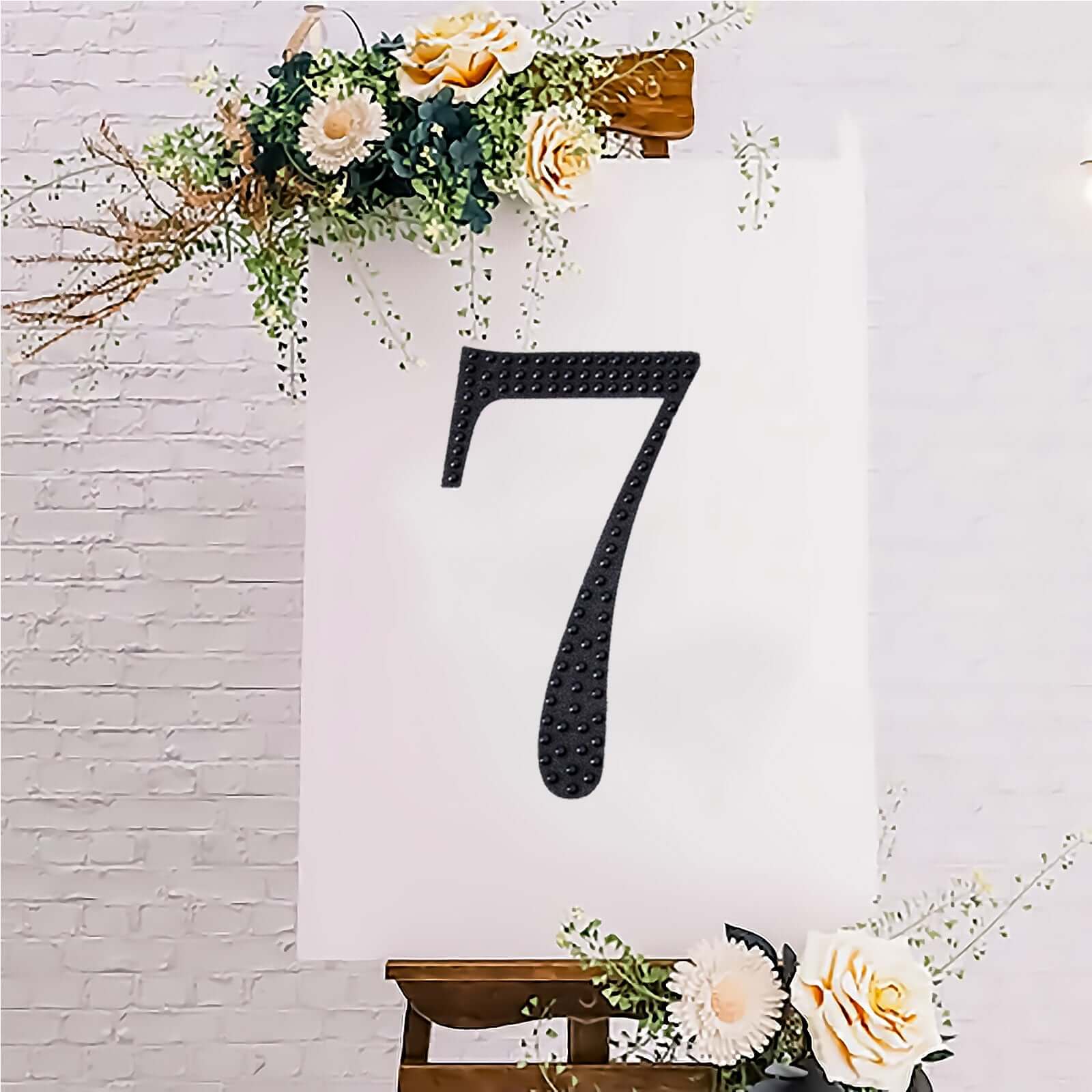 Decorative Rhinestone Number "7" Stickers 8", Black Glitter Adhesive Craft Numbers - DIY Sparkle Embellishments