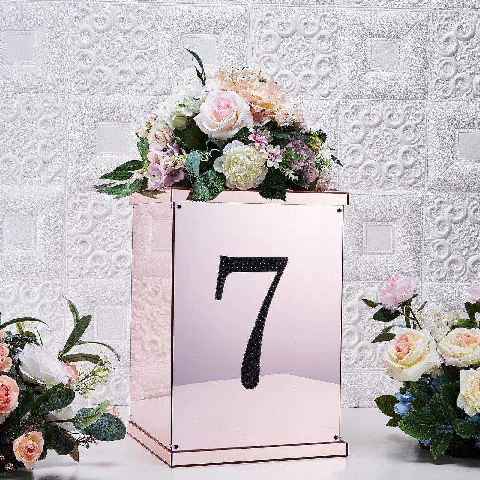 Decorative Rhinestone Number "7" Stickers 8", Black Glitter Adhesive Craft Numbers - DIY Sparkle Embellishments - Image 2