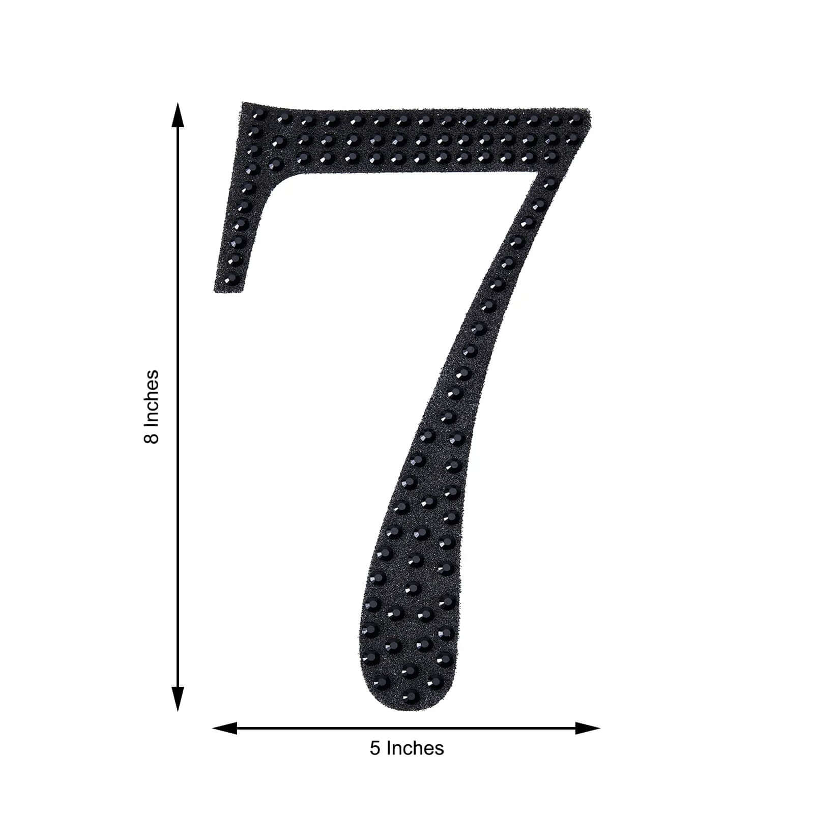 Decorative Rhinestone Number "7" Stickers 8", Black Glitter Adhesive Craft Numbers - DIY Sparkle Embellishments - Image 3