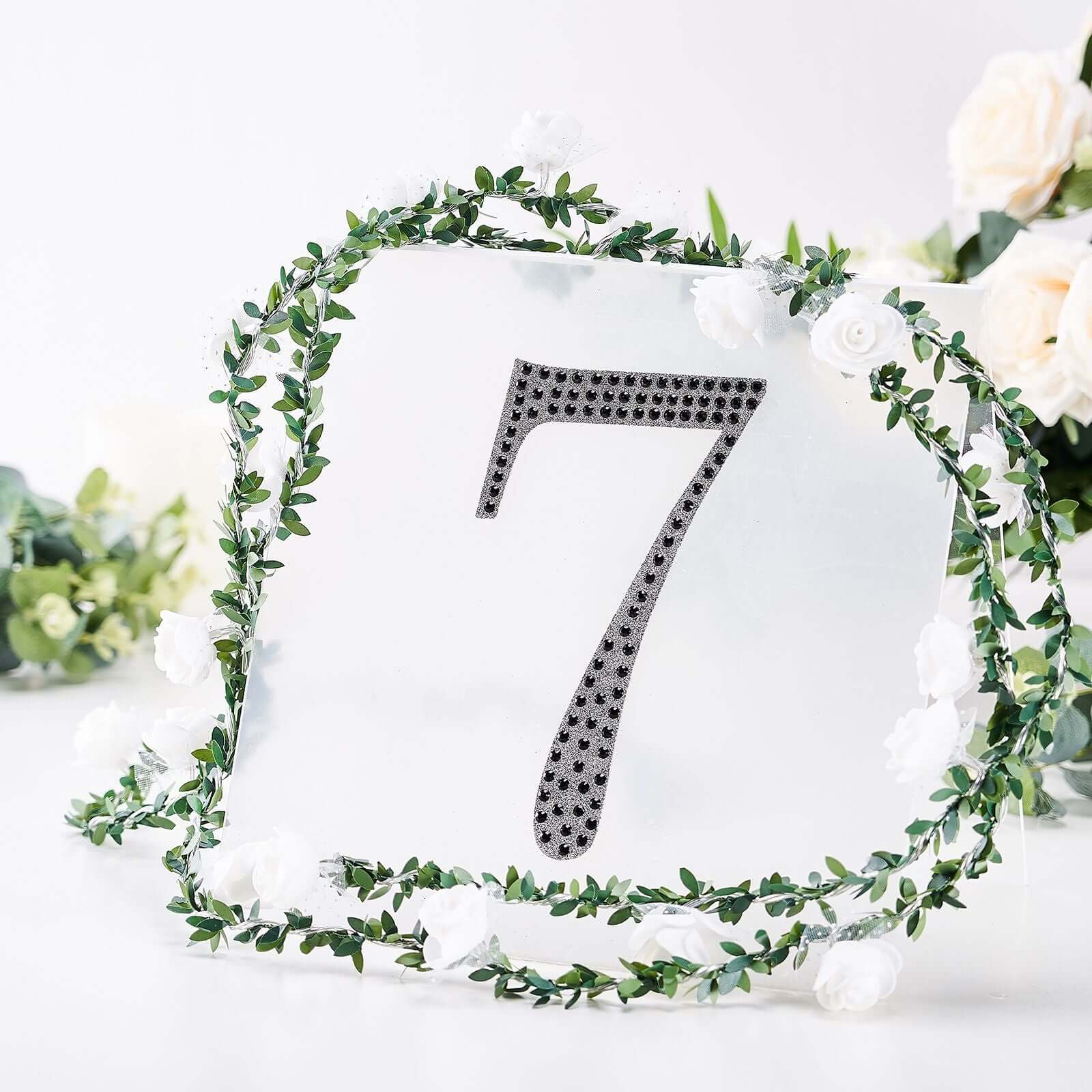 Decorative Rhinestone Number "7" Stickers 8", Black Glitter Adhesive Craft Numbers - DIY Sparkle Embellishments - Image 7